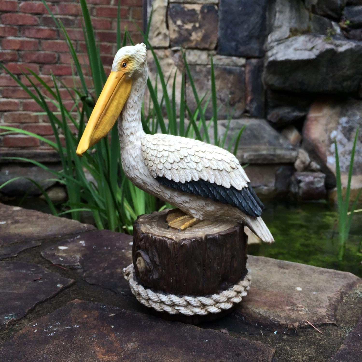 Homestyles - Life's A Beach - Summer Pelican Sitting on a Pillar Nautical, Coastal, Pool, Patio, Home & Garden Figurine Statue 13"H