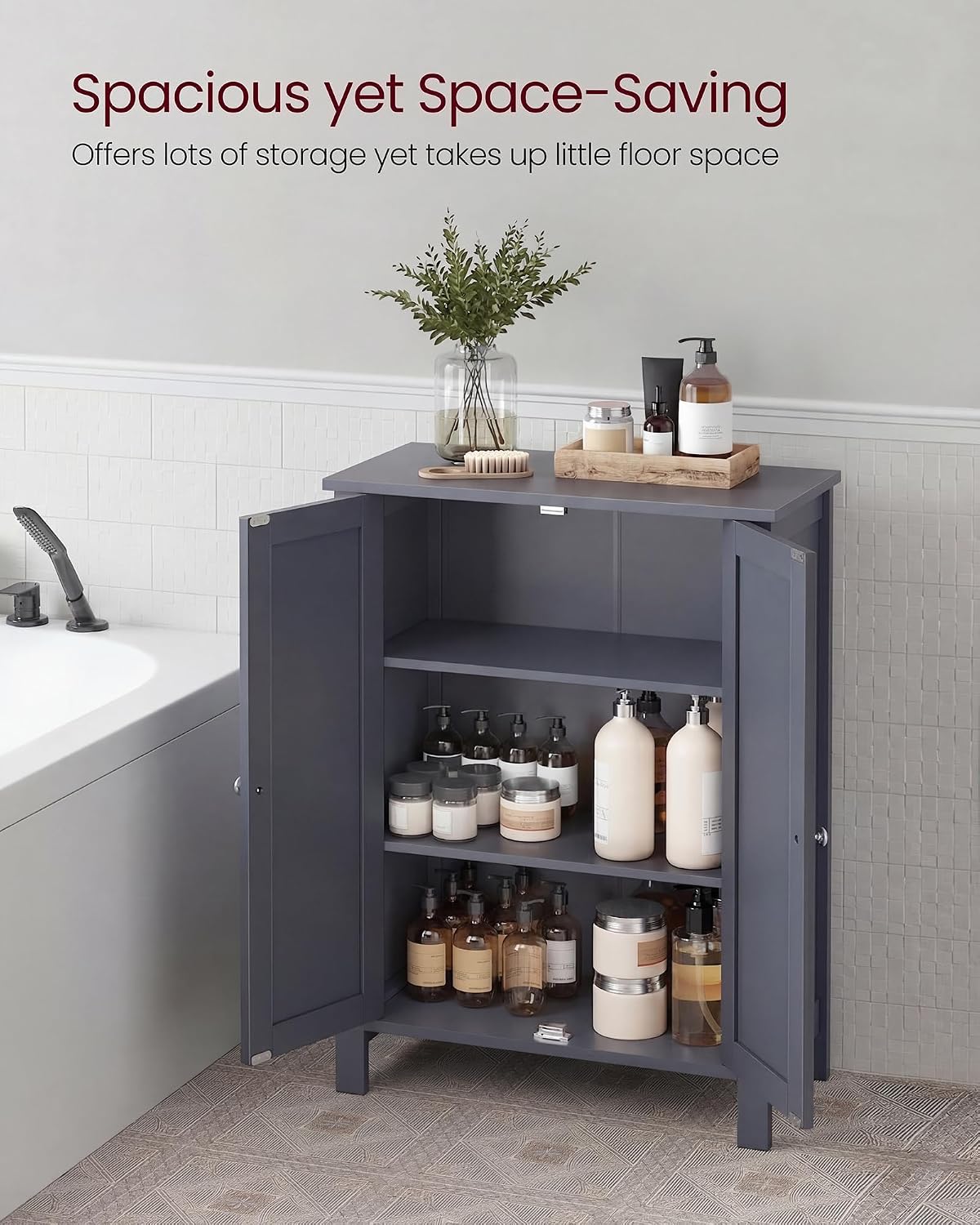 VASAGLE Floor Storage Cabinet, Freestanding Storage Unit with 3 Drawers, 1 Adjustable Shelf, for Bathroom Living Room Dining Kitchen, 11.8 x 23.6 x 31.5 Inches, Cloud White UBBC049WH01S