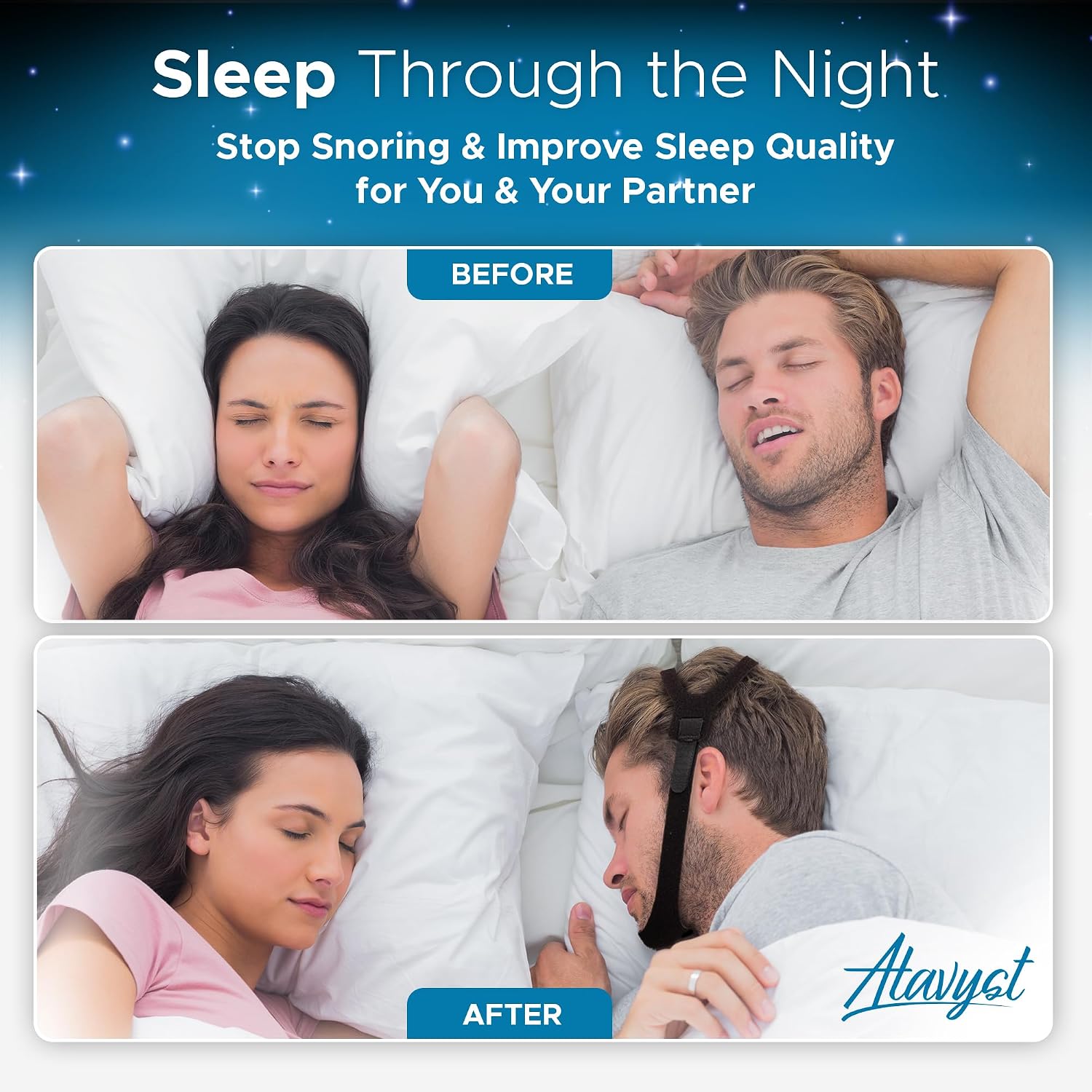 Chin Strap for CPAP Users and Sleeping - Anti Snoring Device | Adjustable Breathable Jaw Strap, Keeps Mouth Closed, Snore Stopper for Men and Women