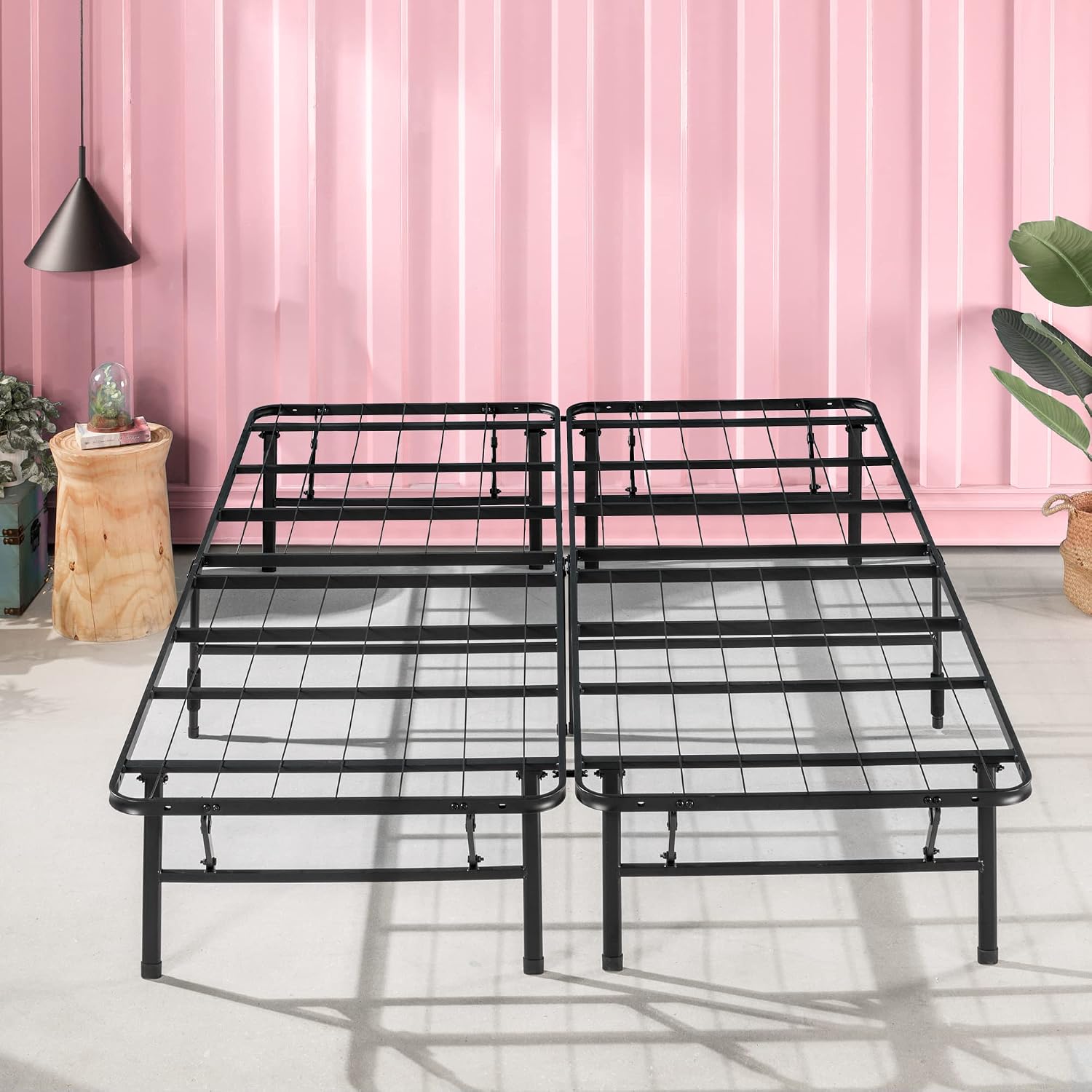 Zinus SmartBase Tool-Free Assembly Mattress Foundation, 14 Inch Metal Platform Bed Frame, No Box Spring Needed, Sturdy Steel Frame, Underbed Storage, Black, Queen