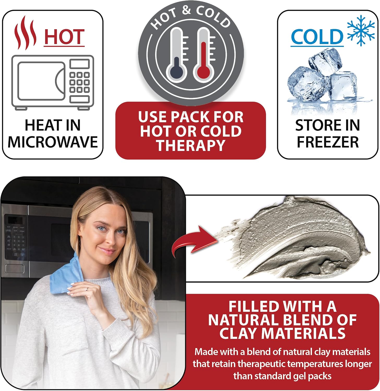Reusable Hot & Cold Therapy Pack for Knee Back & Shoulder Pain-Trisectional | Flexible reusable therapy pack delivers soothing hot or cold therapy to help relieve pain, swelling, and muscle soreness.