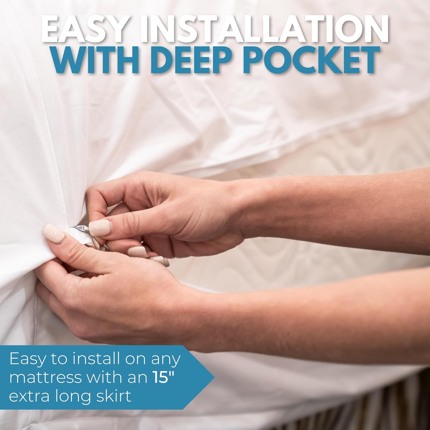 Rest Line - 100% Cotton Waterproof Zippered Mattress Encasement - Queen