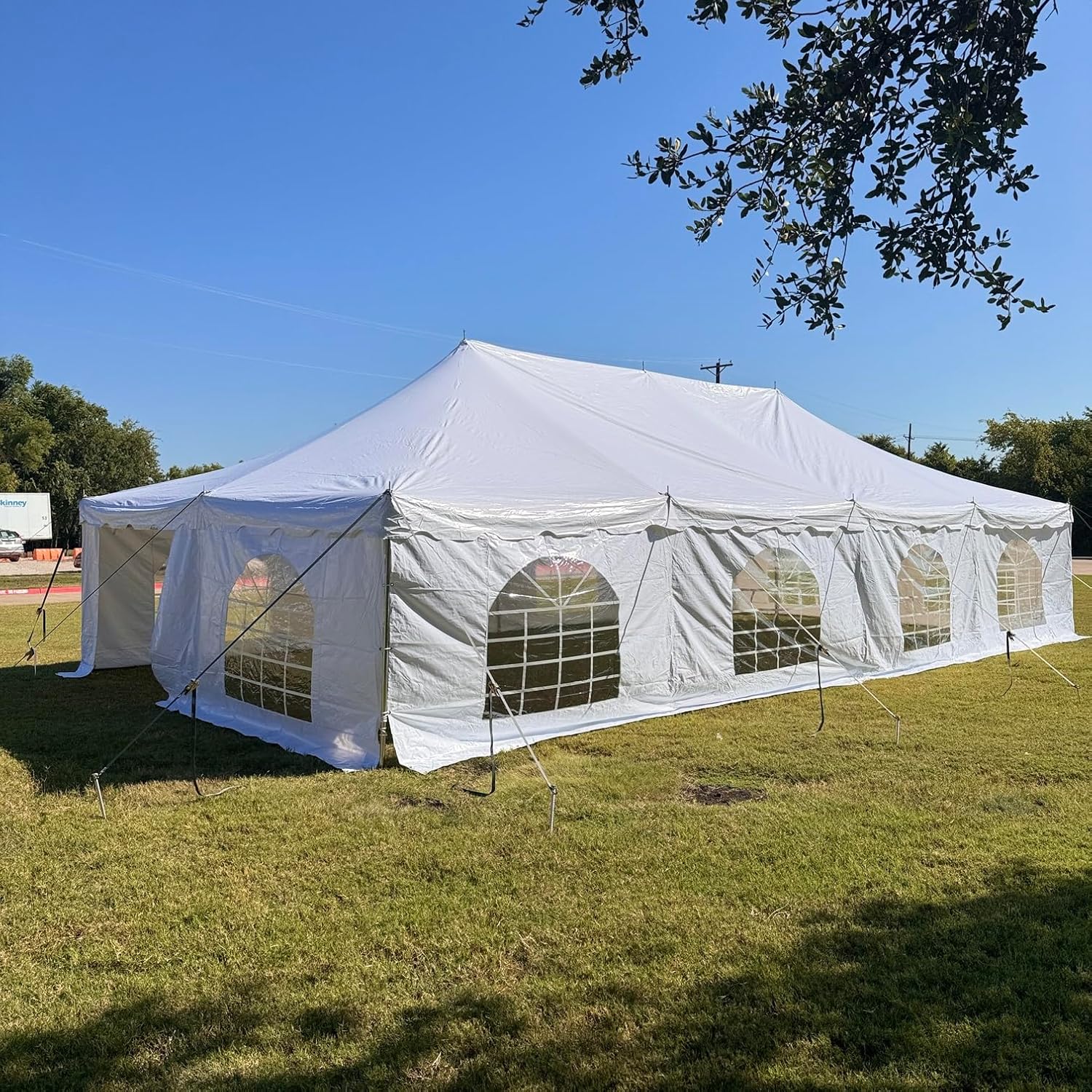 DELTA 40x20 PVC Pole Tent Outdoor Party Canopy with Free Bags,Fire Retardant