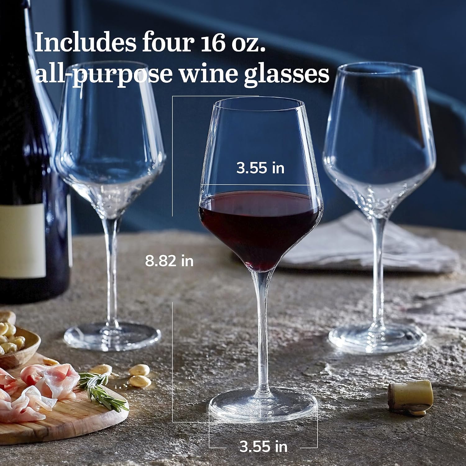 Libbey Signature Red Wine Glasses Set of 4, Seamless 24 Oz Wine Glasses for Cabernet, Merlot, and More, Stemmed Wine Glasses for All Occasions