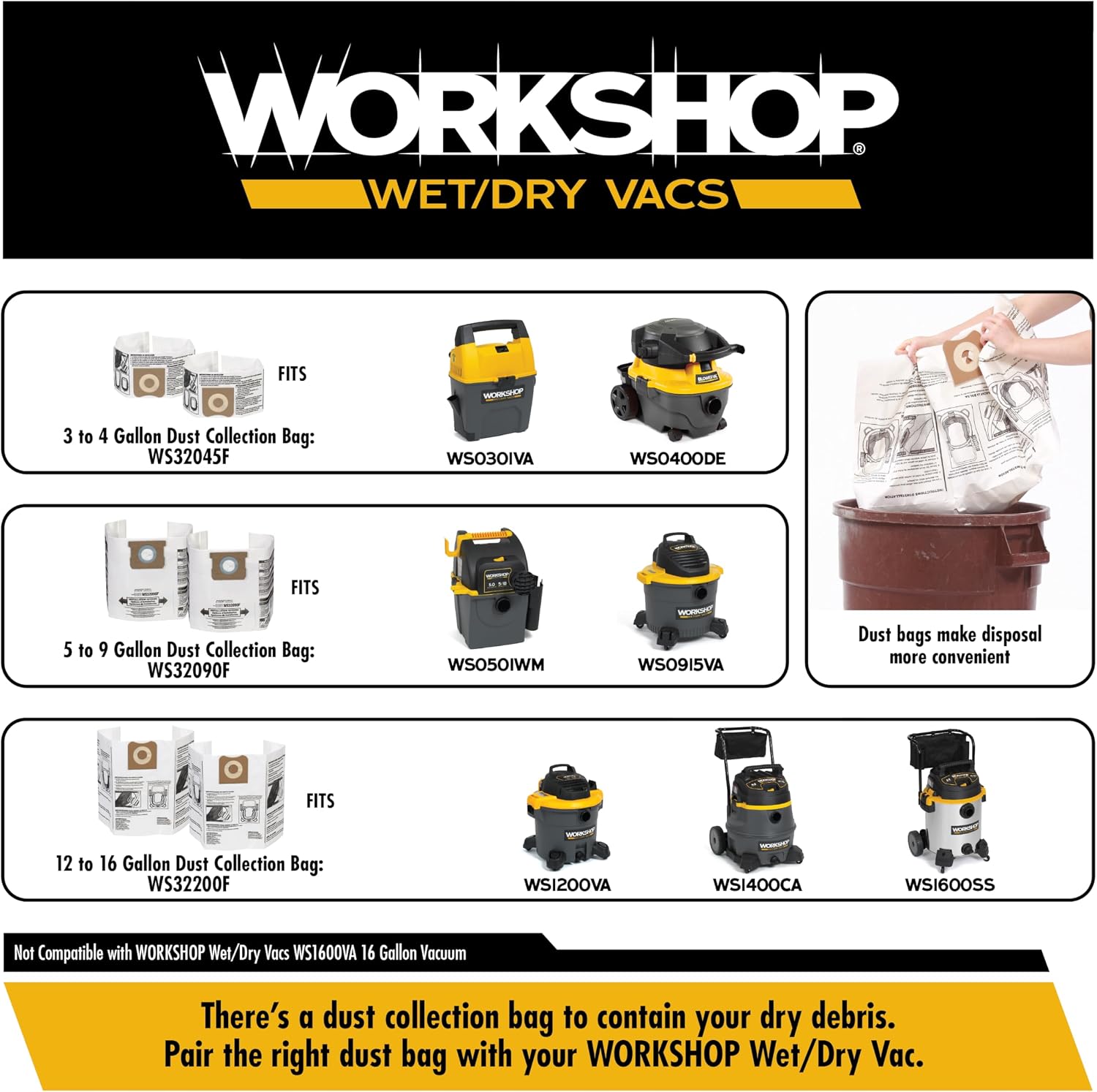 WORKSHOP Wet/Dry Vacs WS17802A 1-7/8-in. Crevice Tool Vacuum Attachment | Reaches into Tight Spaces and Crevices, For WORKSHOP Shop Vacuum Cleaners, Fits 1-7/8-inch Extension Wands and Hoses