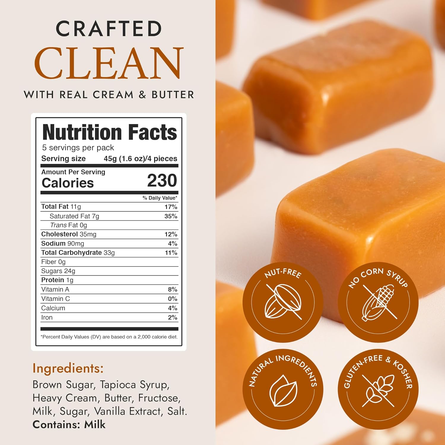 Béquet Classic Caramels - Soft Gourmet Candy - 24oz Resealable Pouch