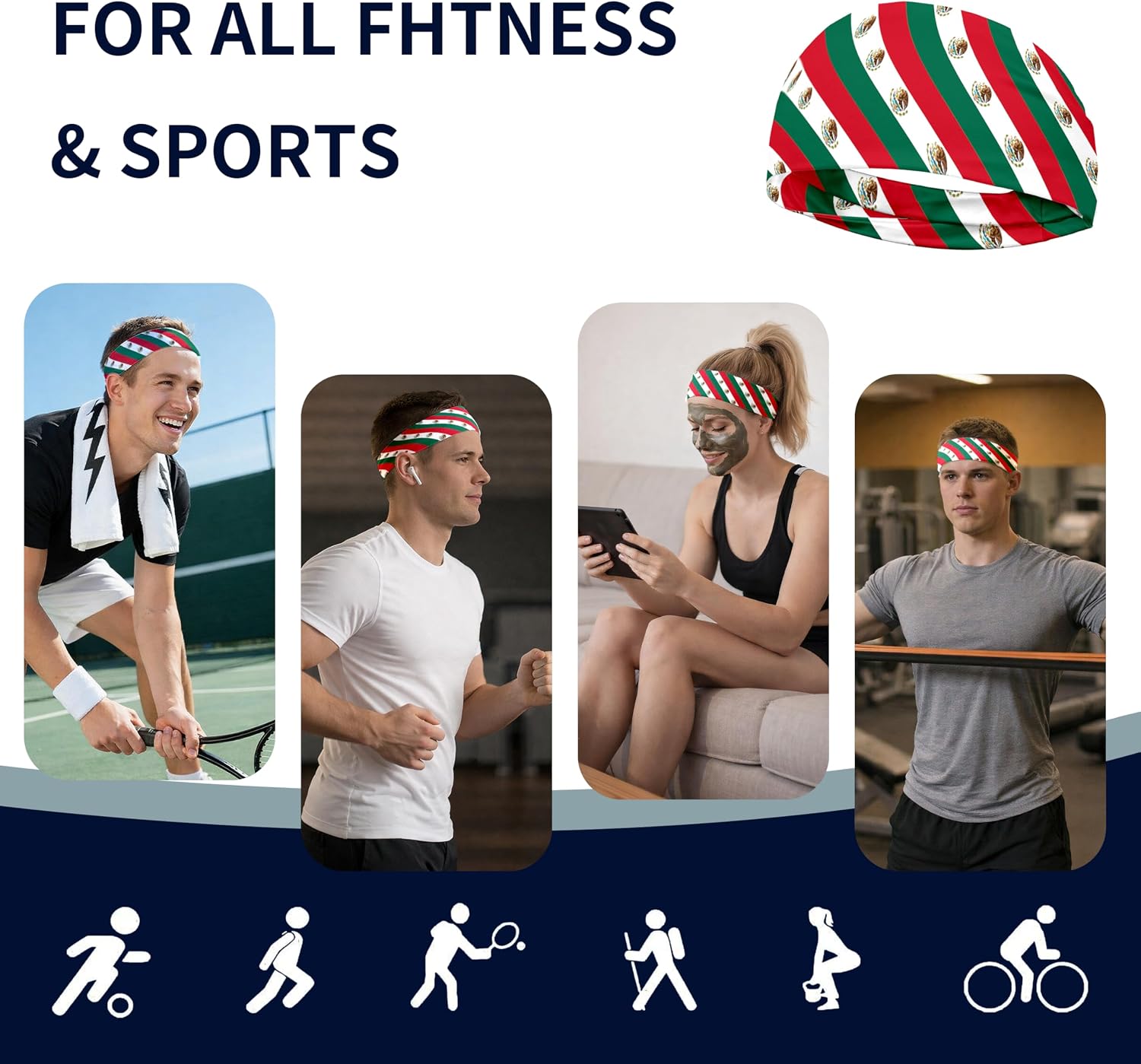 Sports Headband for Women Men,Flag Pattern Workout Head Band,Sweat Bands,Women Running Cycling Yoga Fitness,WorkoutSports Gift