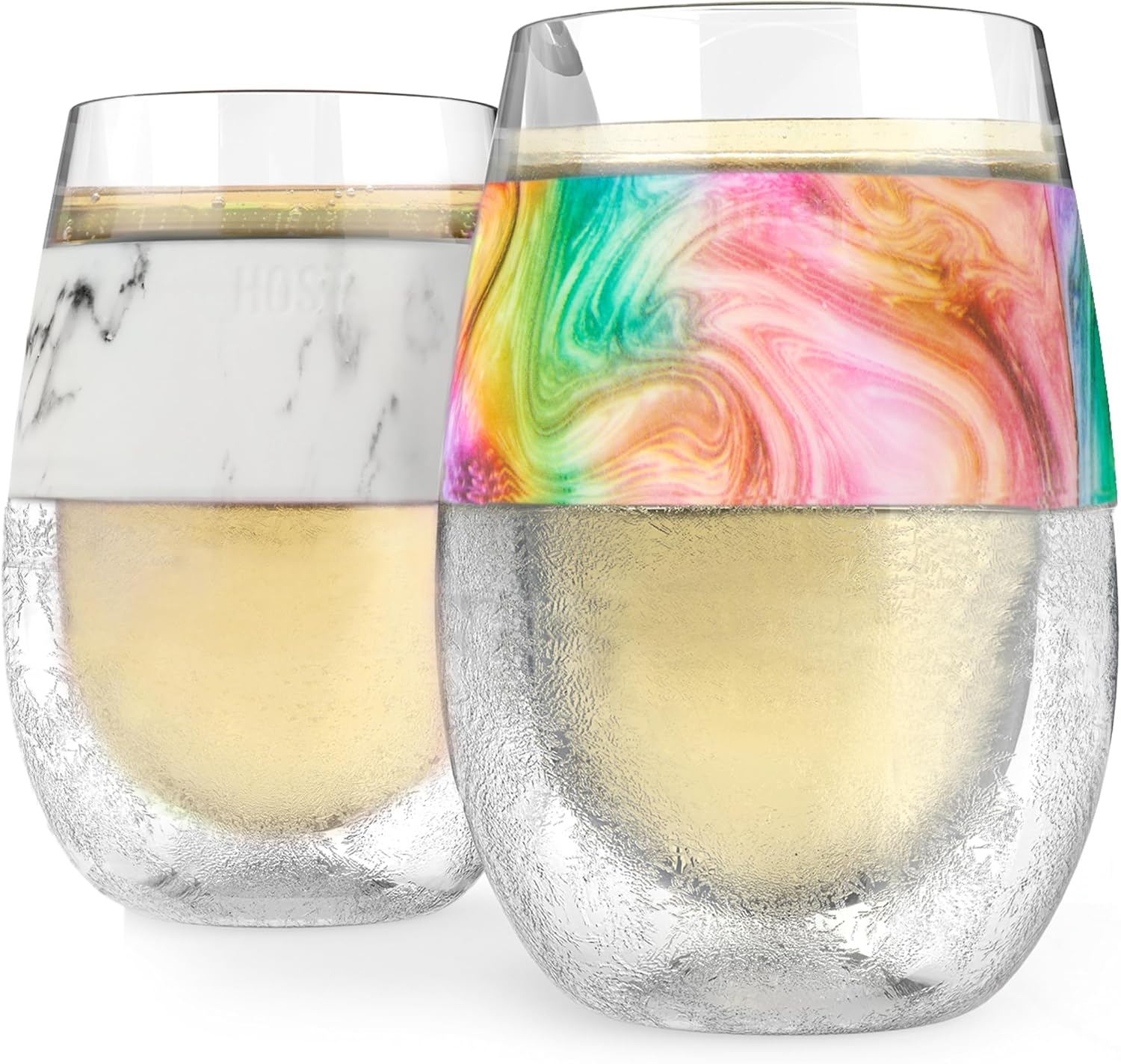 Host Wine Freeze Cup Set of 2 - Plastic Double Wall Insulated Drink Cup, Freezable Vacuum Insulated Wine Glasses, 8.5 oz Blue