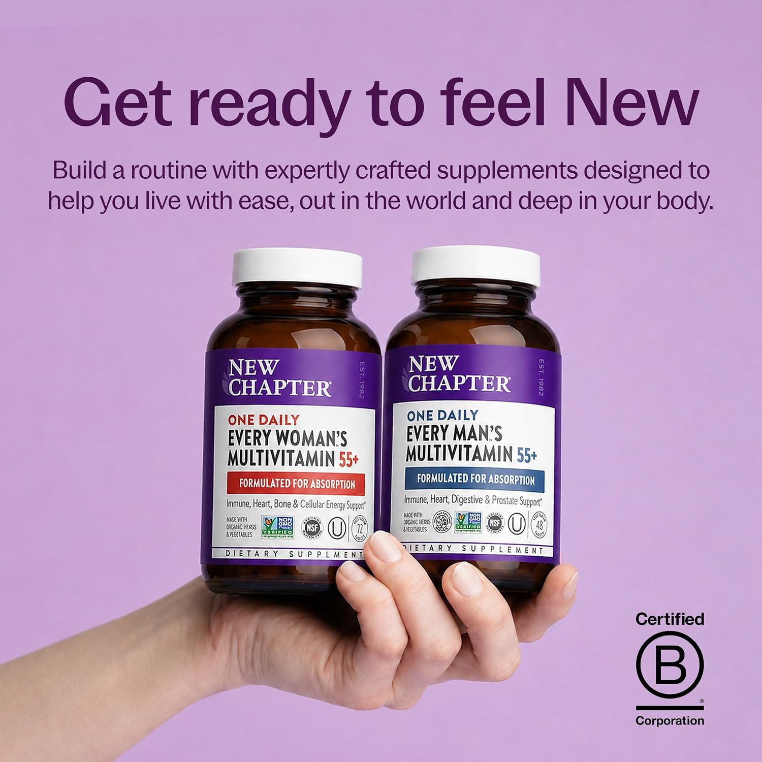 New Chapter One Daily Every Man's Multivitamin 55+ - Offers Eyesight, Immune System & Cellular Energy Support* - Contains Astaxanthin, Saw Palmetto & More - Gluten Free & Vegetarian - 48 Tablets
