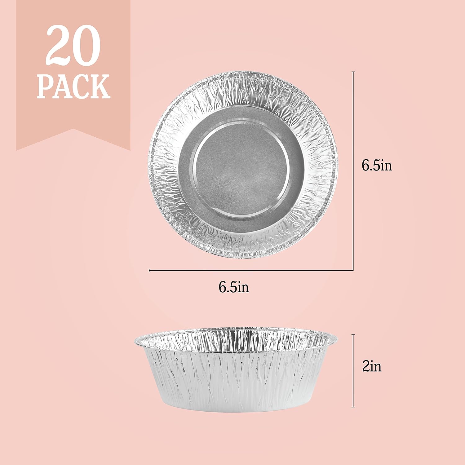 PLASTICPRO 9'' Inch Round Tin Foil Pans Disposable Aluminum Pack of 20