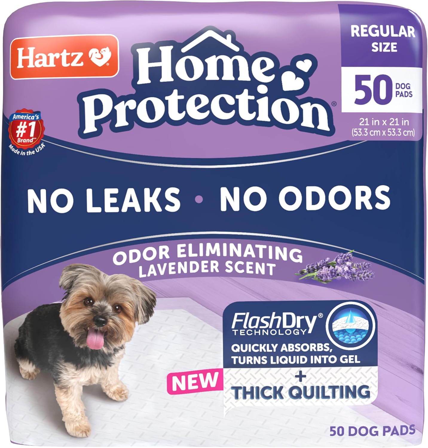 Hartz Home Protection Lavender Scented Odor Eliminating Dog Pads, 50 Count