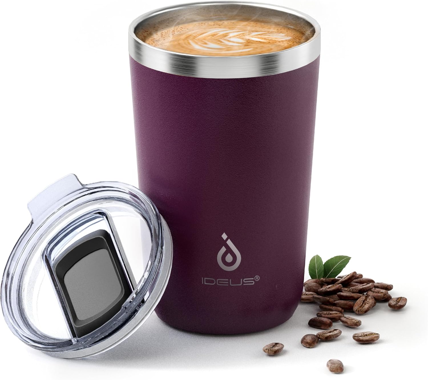 Ideus 20 oz Tumbler, Travel Coffee Mug with Splash Proof Sliding Lid, Double Wall Stainless Steel Vacuum Insulated Coffee Mug for Home and Office