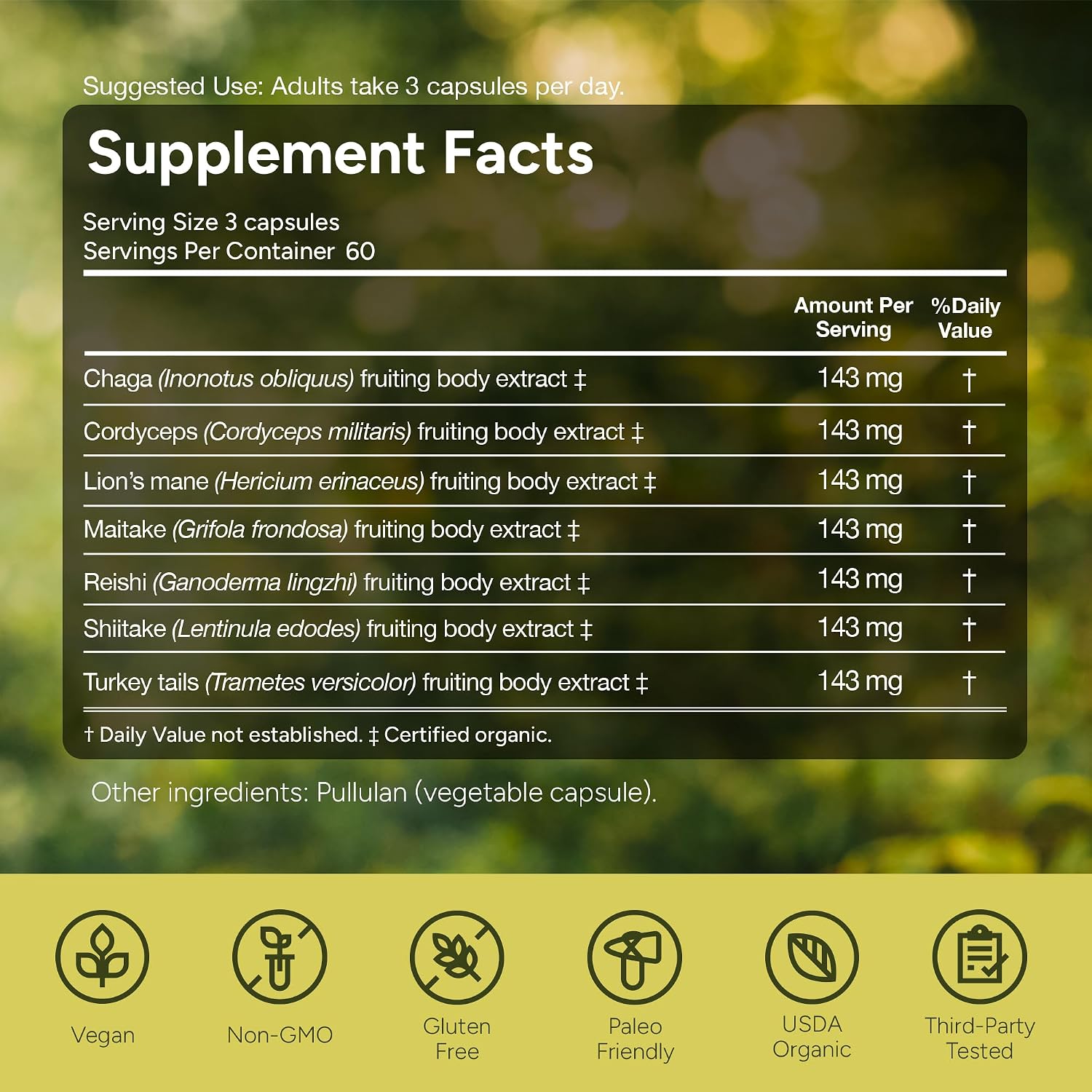 Sacred 7 Brain Mushroom Powder, Organic 7-in-1 Blend 226 Servings | Seven fruiting body extracts, lions mane cordyceps reishi, stirs into coffee or smoothies, 1000 mg scoop