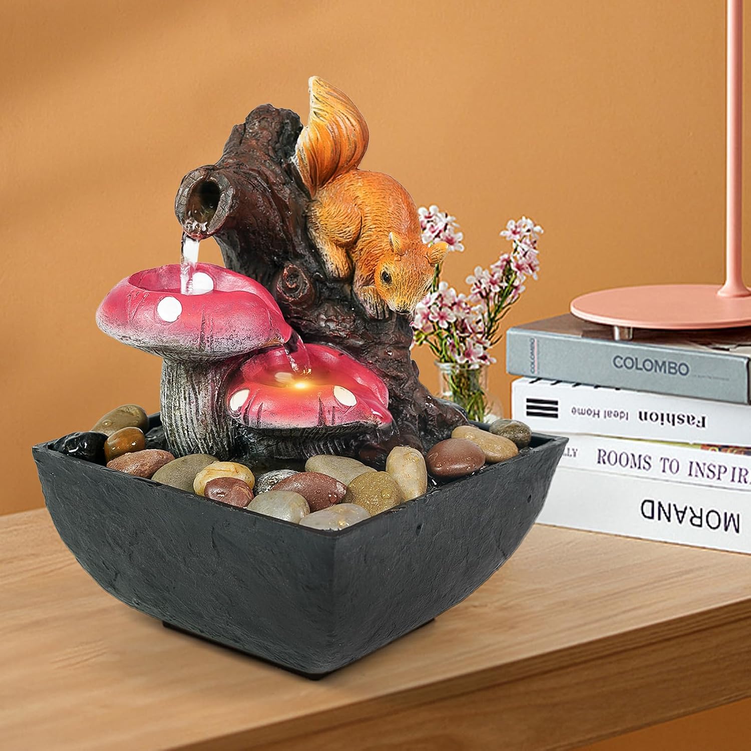 Ferris Island with LED Lights, Resin Tabletop, Small Rockery Fountain | Resin indoor desktop small rockery fountain, suitable for desktop decoration in offices, homes, and bedrooms