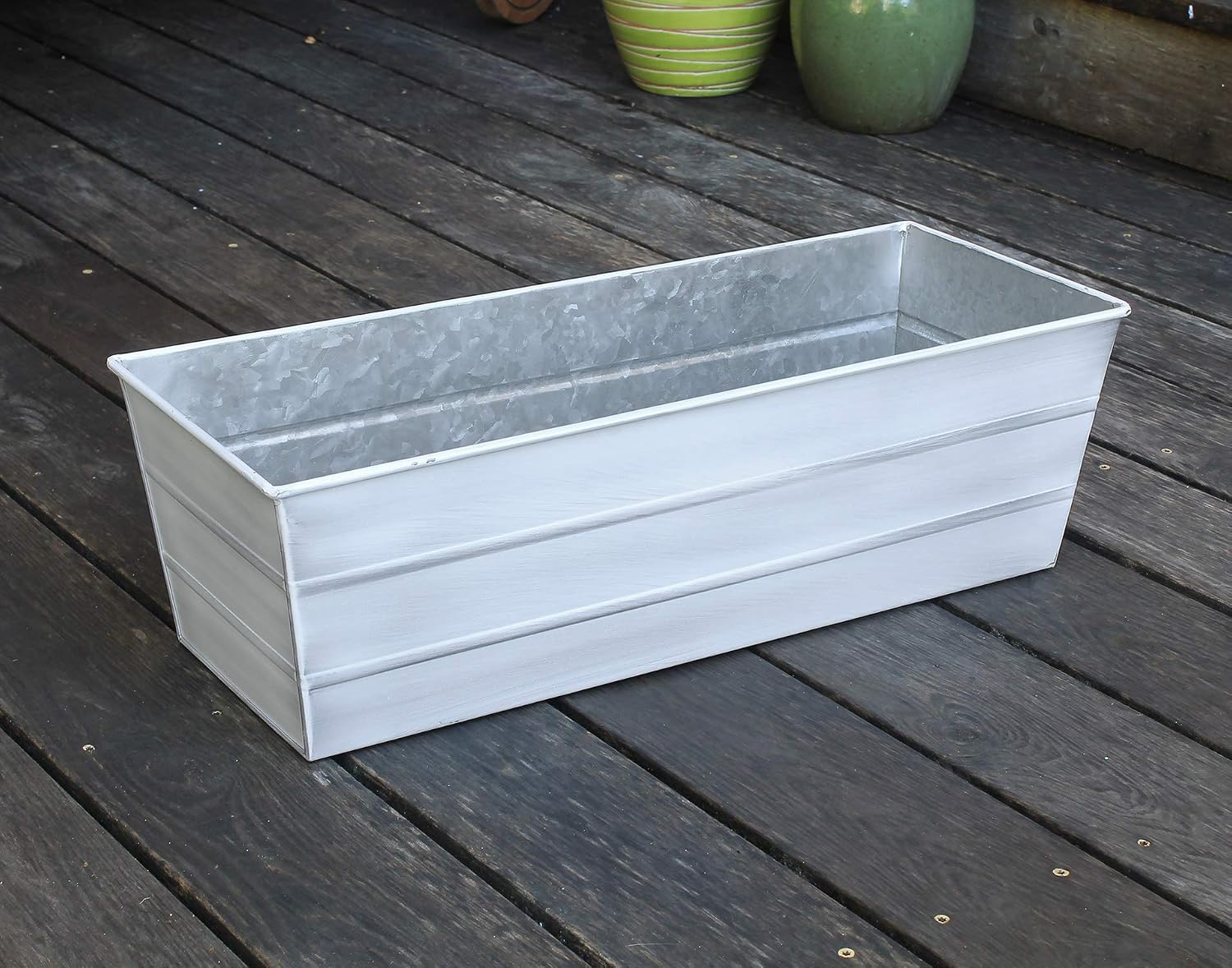 Achla Designs Galvanized Window Flower Box Planter-Green-Medium (24" L x 9.5" W x 7.5" H)