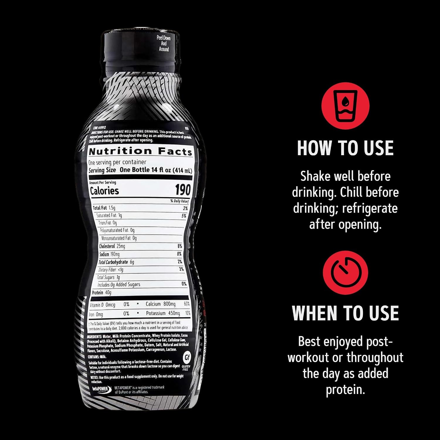 GNC AMP Wheybolic 40, Chocolate, 14 oz, 12 Bottles | Ready to Drink Whey Protein with 40G Protein and Betapower to Support Strength