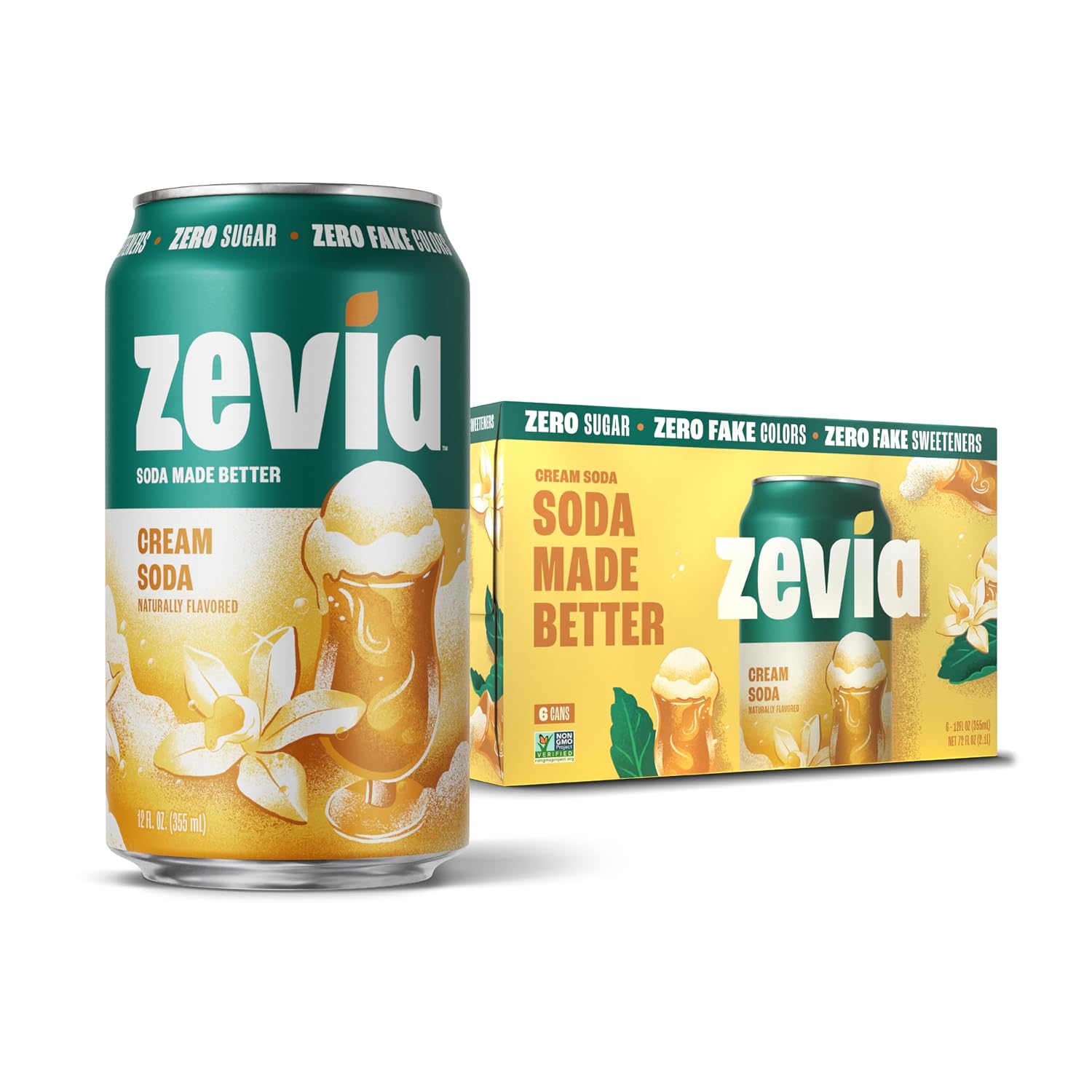 Zevia Zero Calorie Soda, Orange, 12 Ounce Cans (Pack of 6)