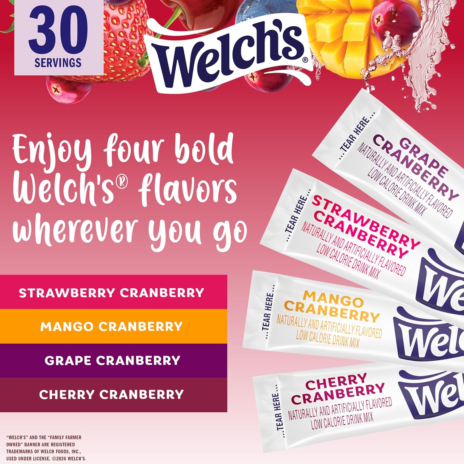 Singles To Go! Welch's Water Drink Mix, Grape, 72 Packets