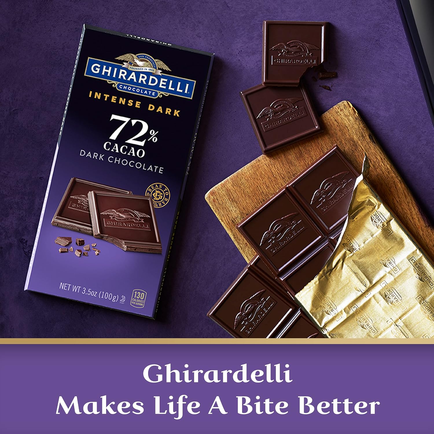Ghirardelli, Intense Dark Chocolate Bar, 72% Cacao, Bar, 3.5 Ounce