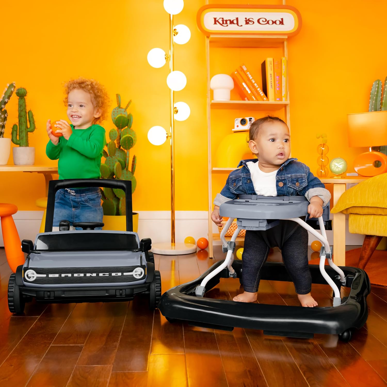 Bright Starts Ford Mustang 4-in-1 Pink Baby Activity Center & Push Walker with Removable Interactive Steering Wheel -Toy, 6 Months and up