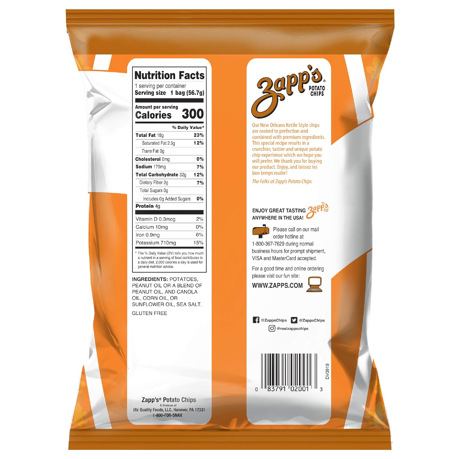 Zapp’s New Orleans Kettle-Style Potato Chips Hotter n Hot Jalapeno Flavor (2 oz Bags, 25 Count), Crunchy Chips with a Spicy Kick, Perfect On-The-Go, Gluten Free Snack