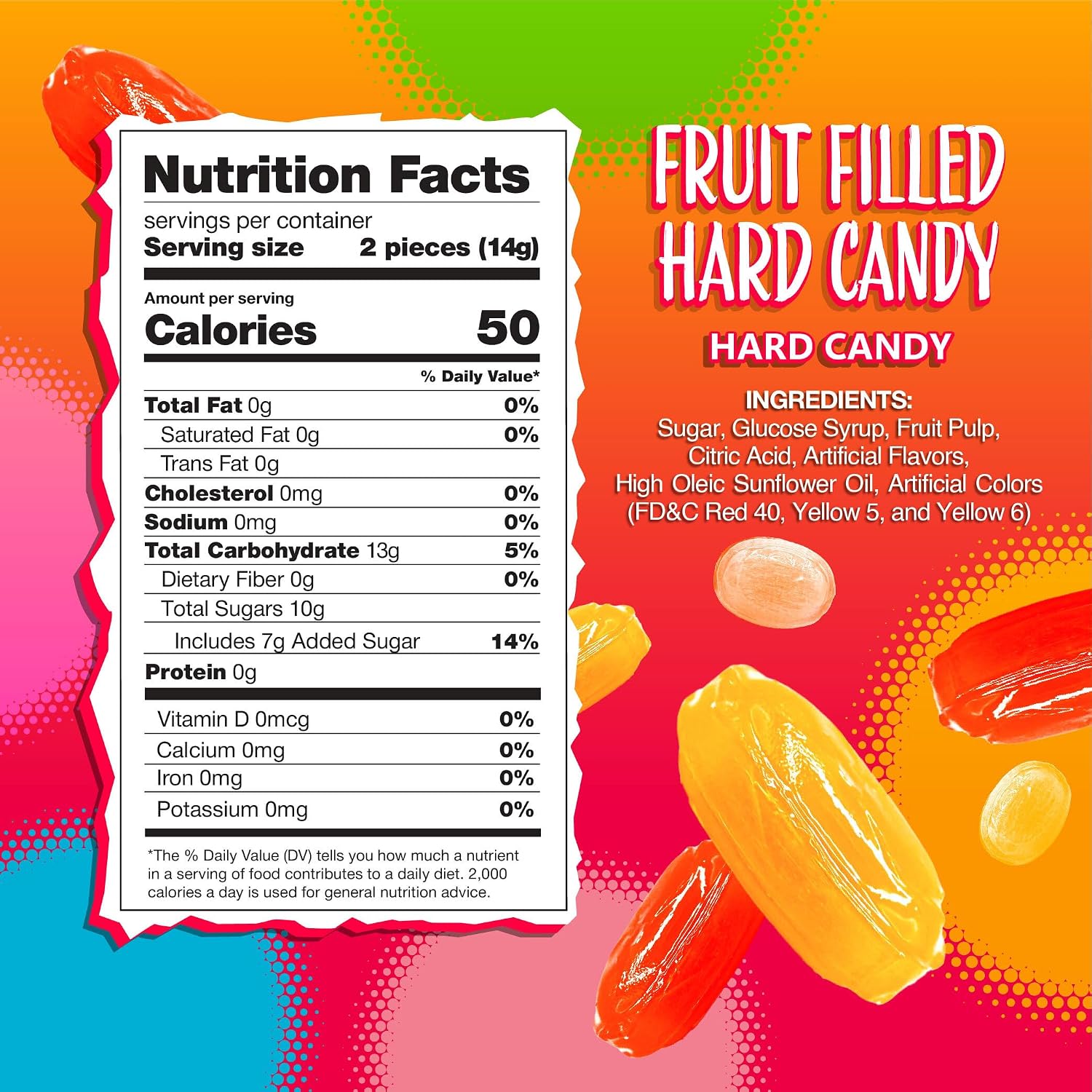 Arcor Fruit Filled Hard Candy, Bon Bons Candy, 2 Lb Bag | Hard Candy Individually Wrapped, Orange, Cherry, Lemon, Strawberry, Pineapple