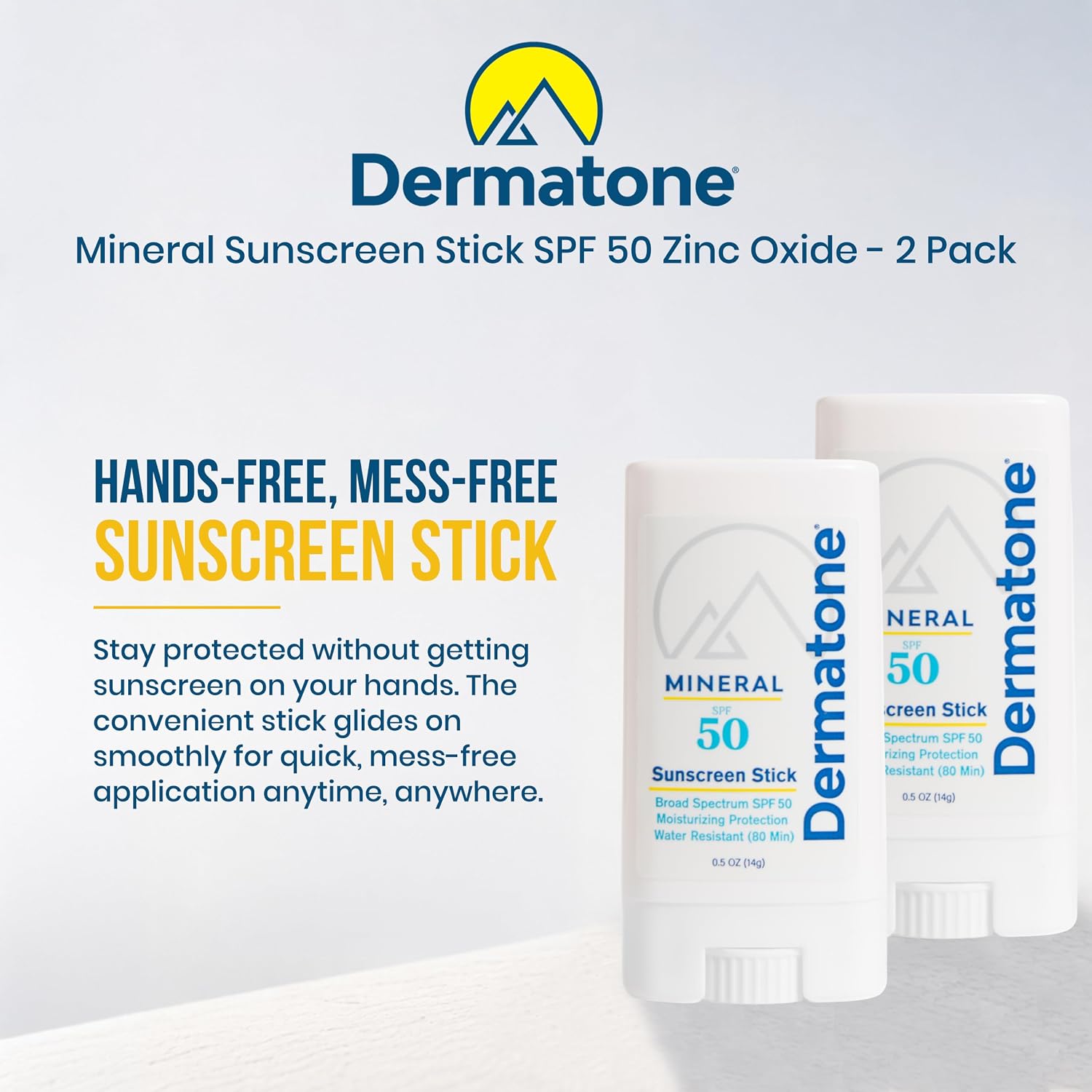Dermatone Mineral Sunscreen Stick SPF 50 Zinc Oxide | Sunscreen Stick for Face and Body, Broad Spectrum UVA/UVB, Reef Safe, Moisturizing, Water Resistant (80 min), Fragrance Free, 0.5 oz