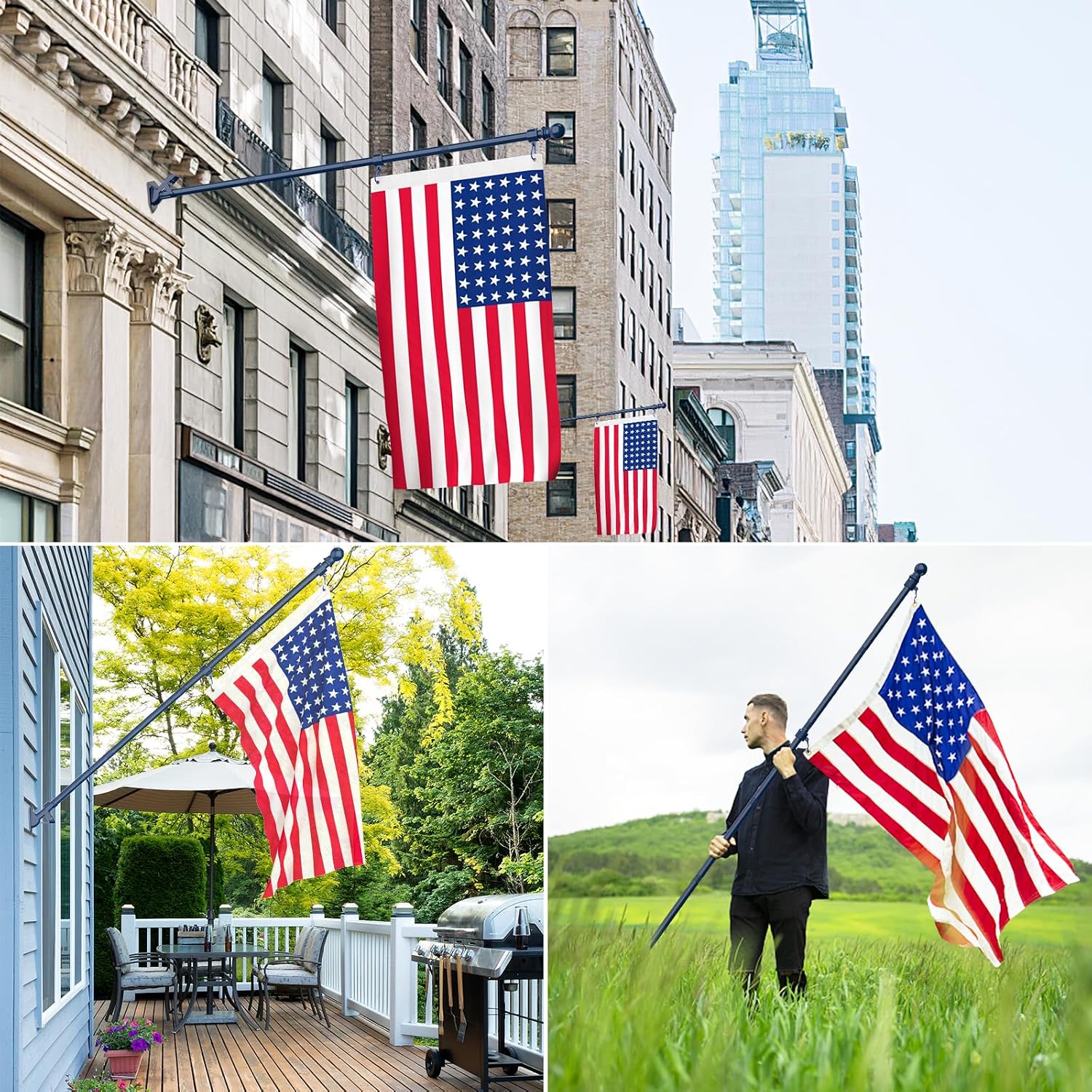 ZMTECH Flag Pole - Upgraded Bracket, 6 FT Stainless Steel Flag Poles for Outside House, Residential or Commerical