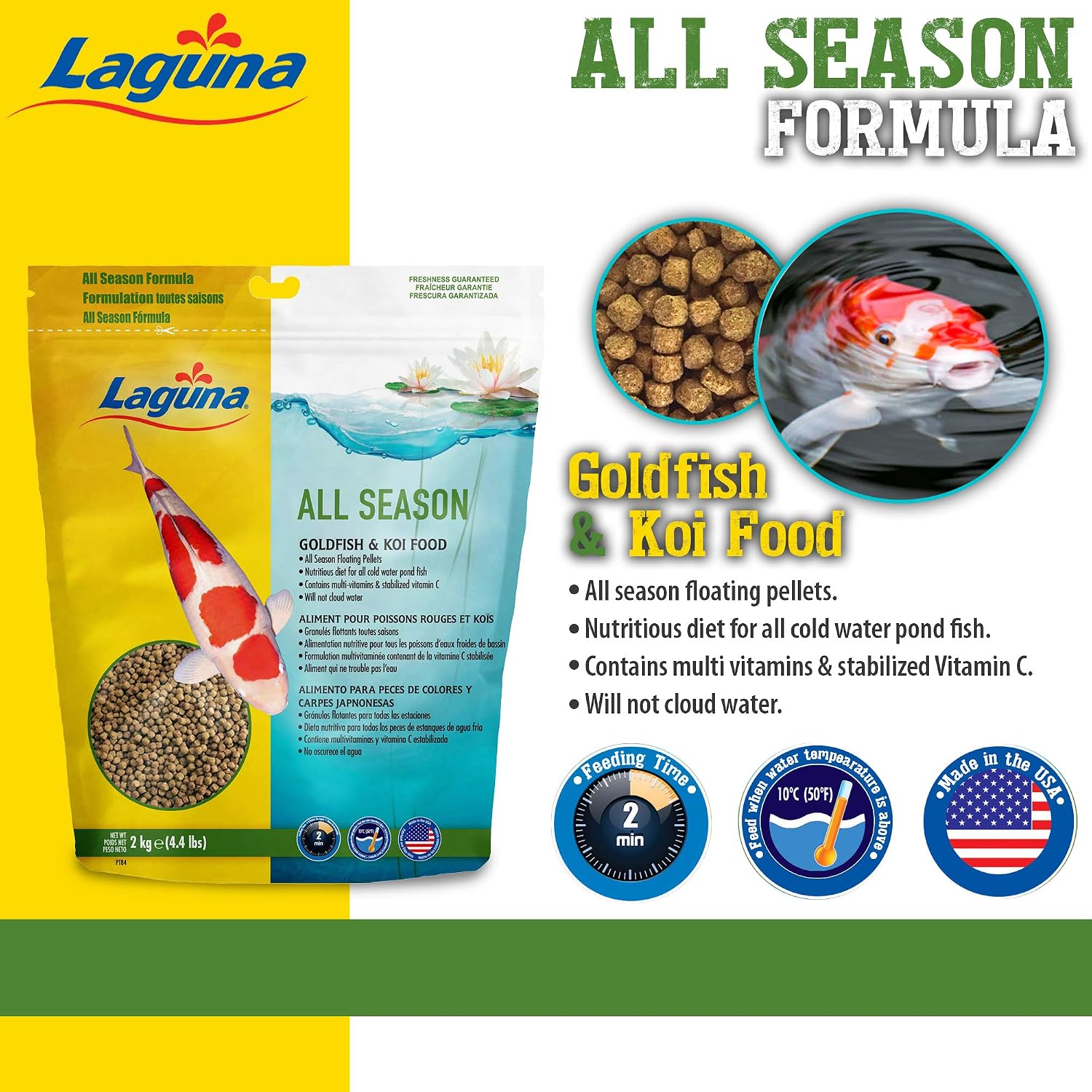 Laguna All Season Goldfish & Koi Floating Food, 17 oz