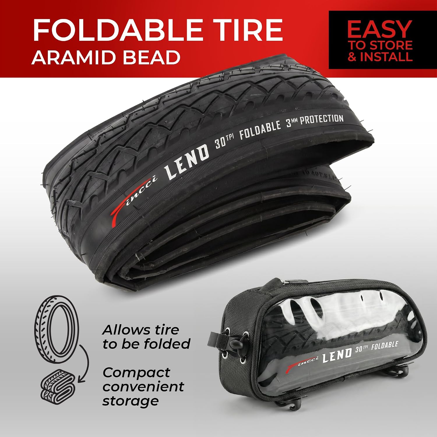 Set 26x2.125 City Bicycle Tire & Tubes Schrader/Presta - Foldable 54-559