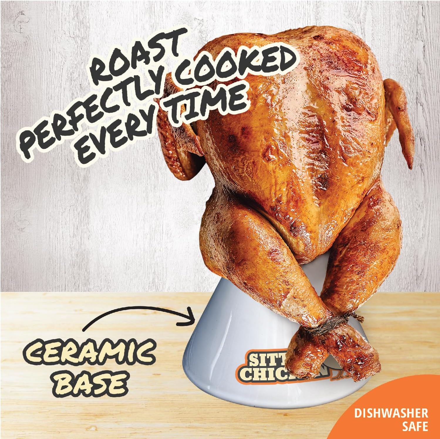 COOK'S CHOICE Sittin' Chicken Reusable Ceramic Beer Can Roaster & Steamer | Vertical Chicken Roaster Stand for Grill, Oven & Smoker - Flavor Infuser for Marinades, Beer & Sauces - Summer BBQ Essential