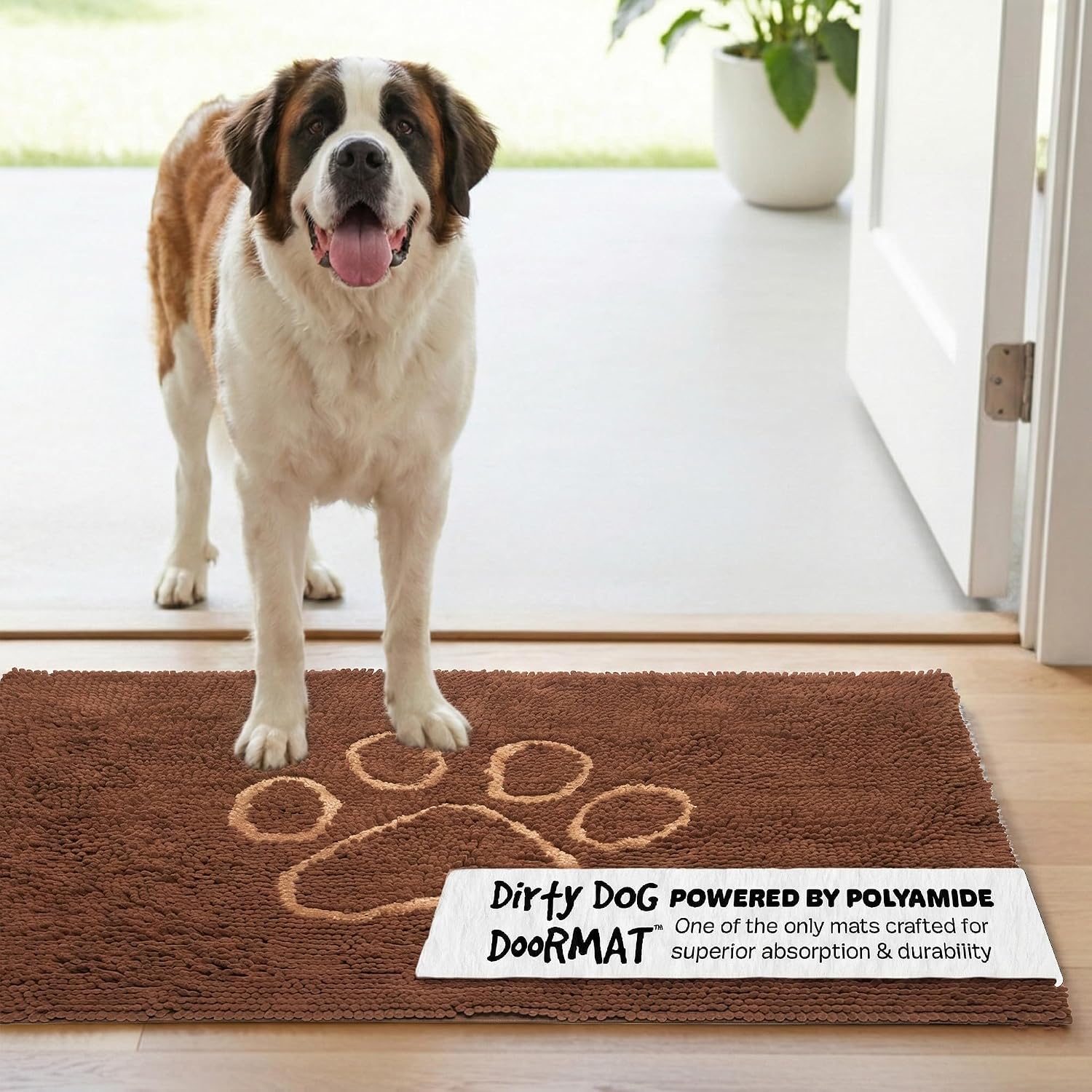 Dog Gone Smart Dirty Dog Doormat - Fast Drying Rug with Super Gripper Backing for Clean Floors - Super Absorbent and Machine Washable Mat for Muddy Paws - Grey