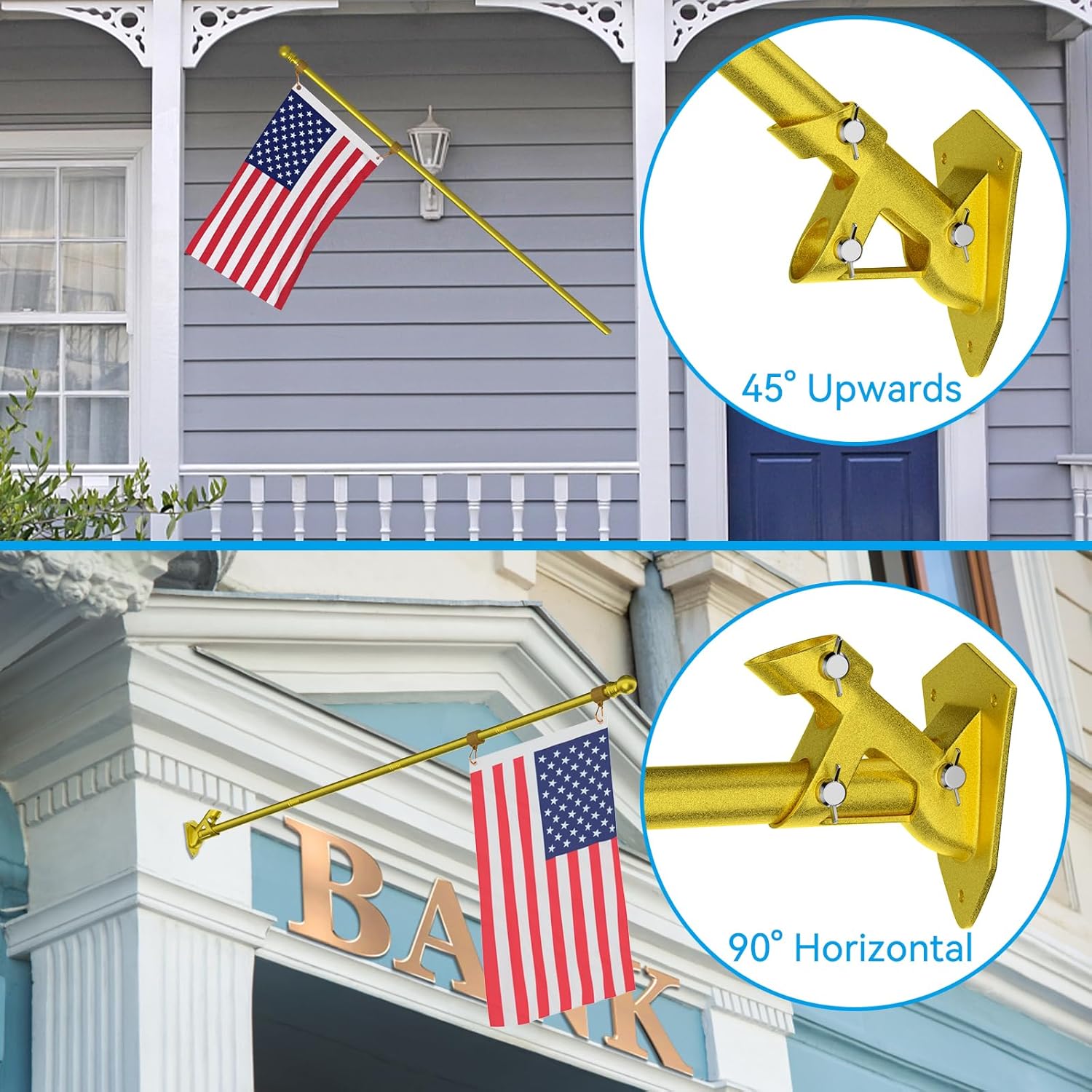 ZMTECH Flag Pole - Upgraded Bracket, 6 FT Stainless Steel Flag Poles for Outside House, Residential or Commerical