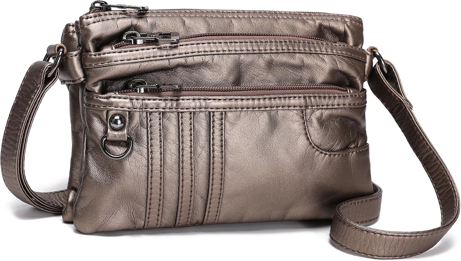 MINICAT Multi Pocket Small Crossbody Purses for Women Everyday Shoulder Bag | Lightweight Organizer, Cross body Bag with Multiple Zipper Pockets, Vegan Leather, Phone Purse for Travel Casual Daily