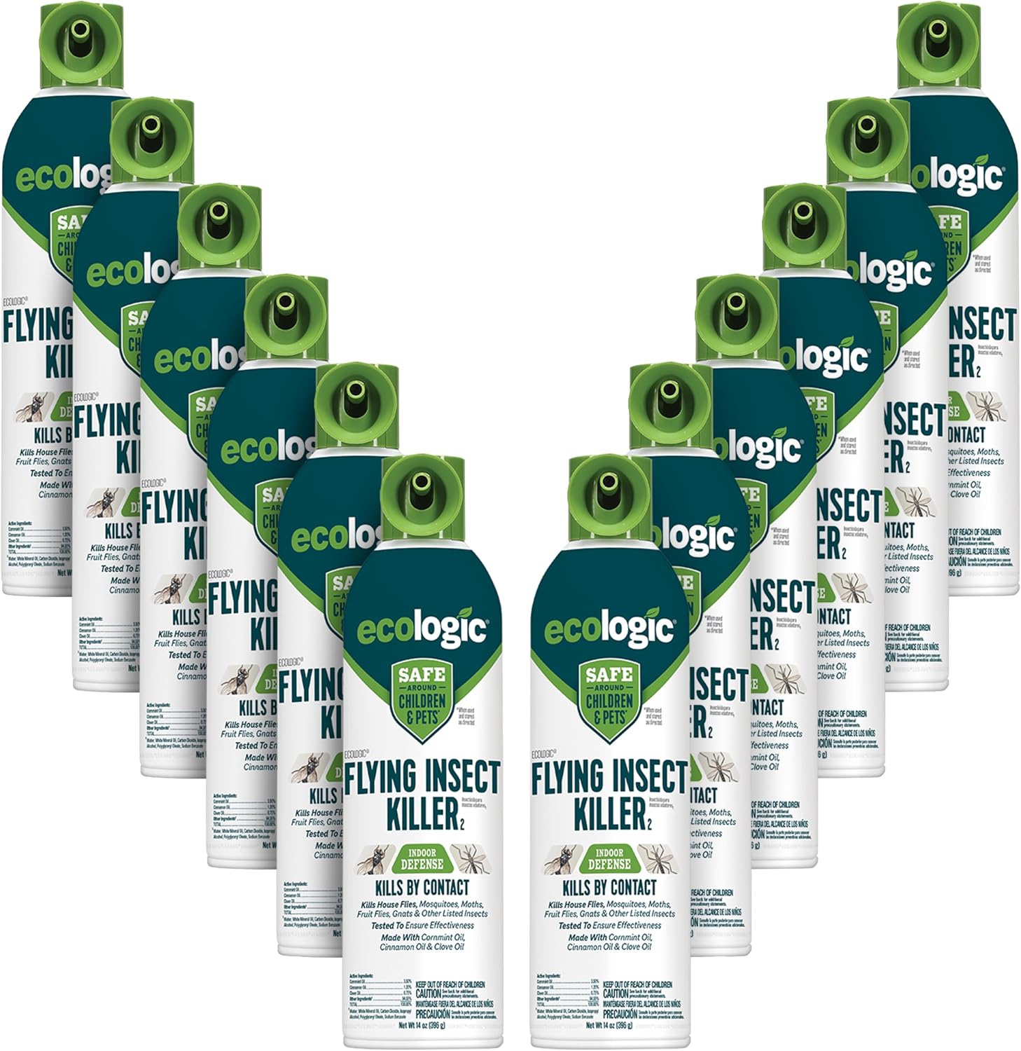 Ecologic Flying Insect Killer, 14 Ounces, Aerosol Formula Made With Cornmint Cinnamon And Clove Oil Kills Houseflies, Mosquitoes, Moths, Fruit Flies