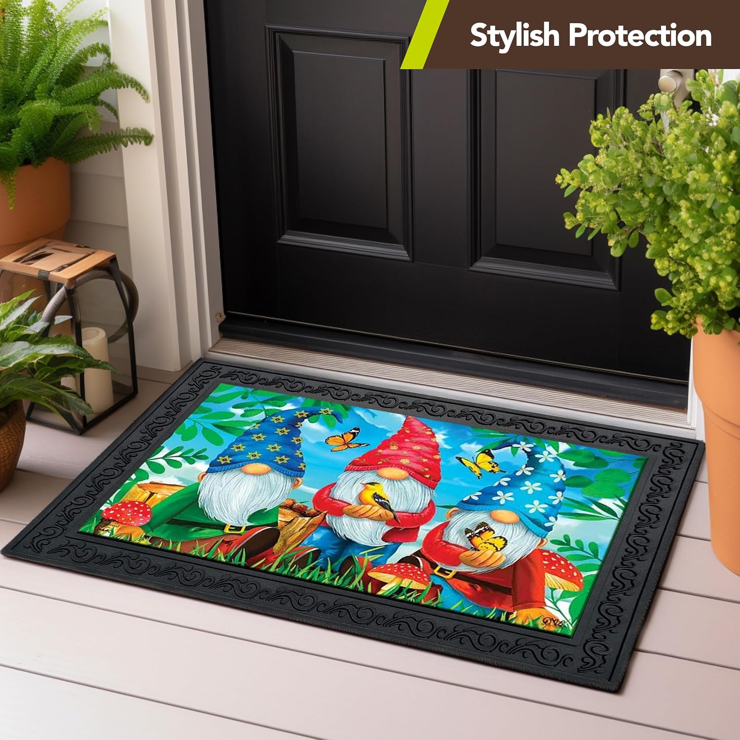 Briarwood Lane Outdoor Rubber Doormat Tray Floral Design