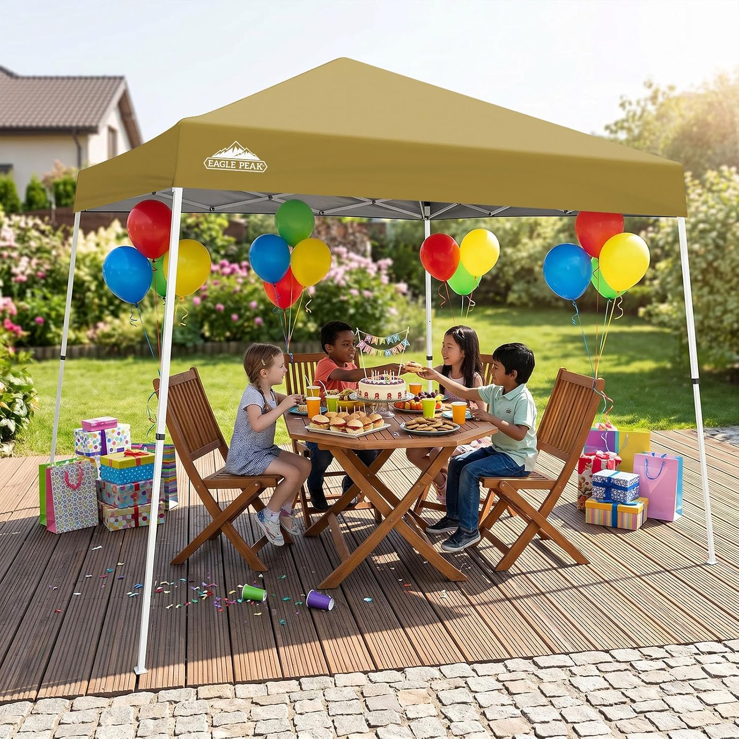 EAGLE PEAK 10x10 Slant Leg Pop Up Canopy Tent, Blue