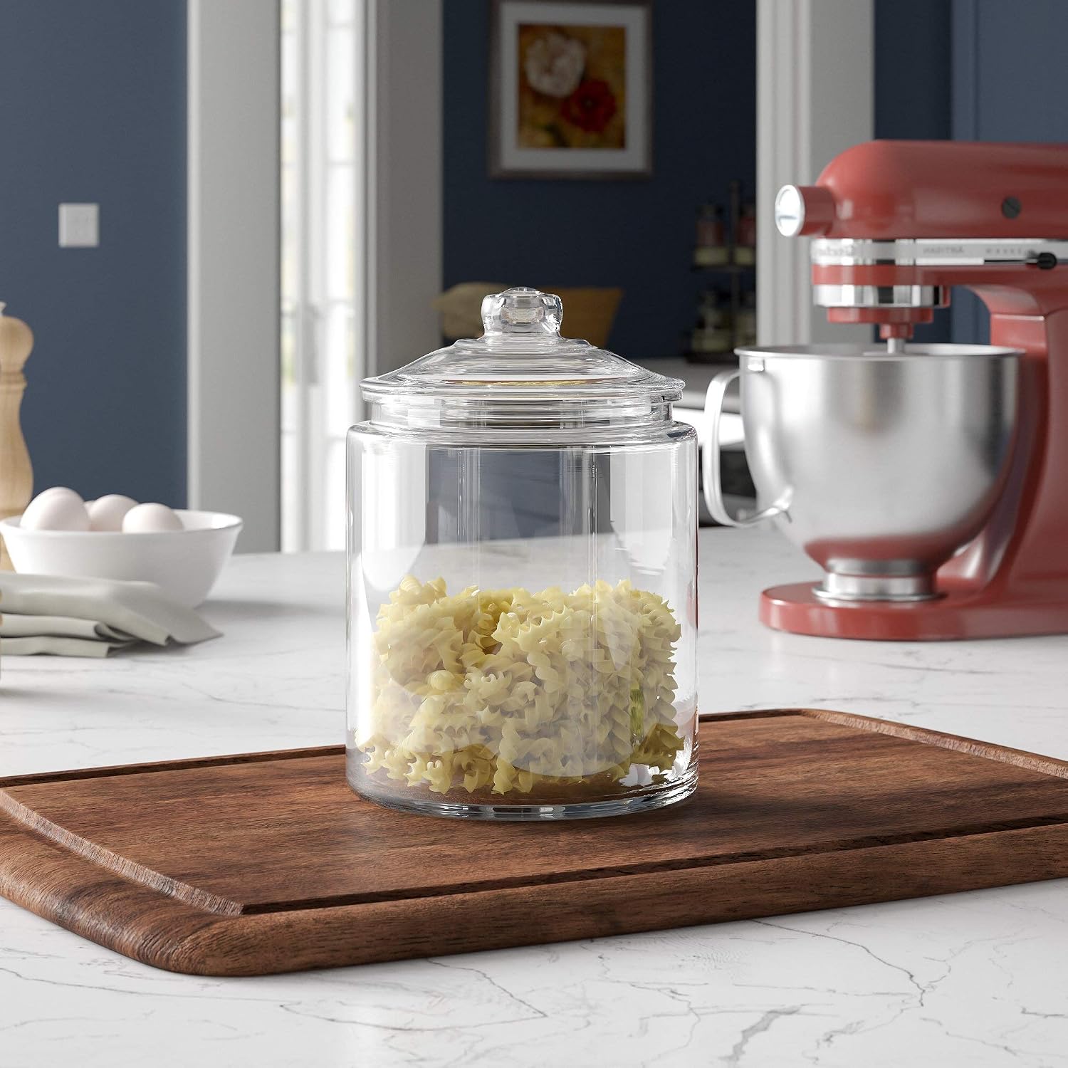 Le’raze 3pc Canister Sets for Kitchen Counter + Labels & Marker - Glass Cookie Jars with Airtight Lids - Food Storage Containers with Lids