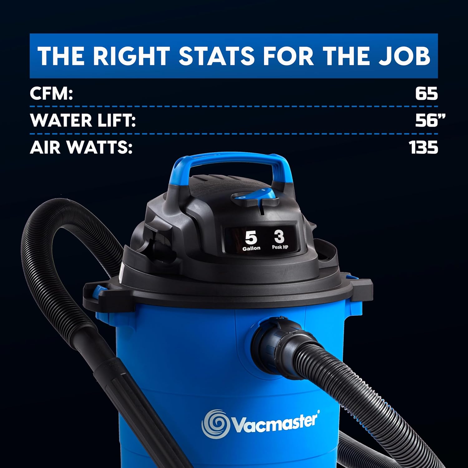 Vacmaster VOC809PF 8-Gal 4 Peak HP Utility Wet/Dry Vacuum Blue