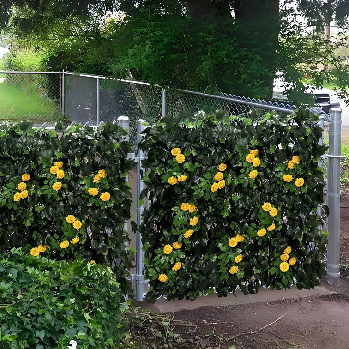 Expandable Fence Privacy Screen for Balcony Patio Outdoor,Decorative Faux Ivy Fencing Panel,Artificial Hedges (Single Sided Leaves)……