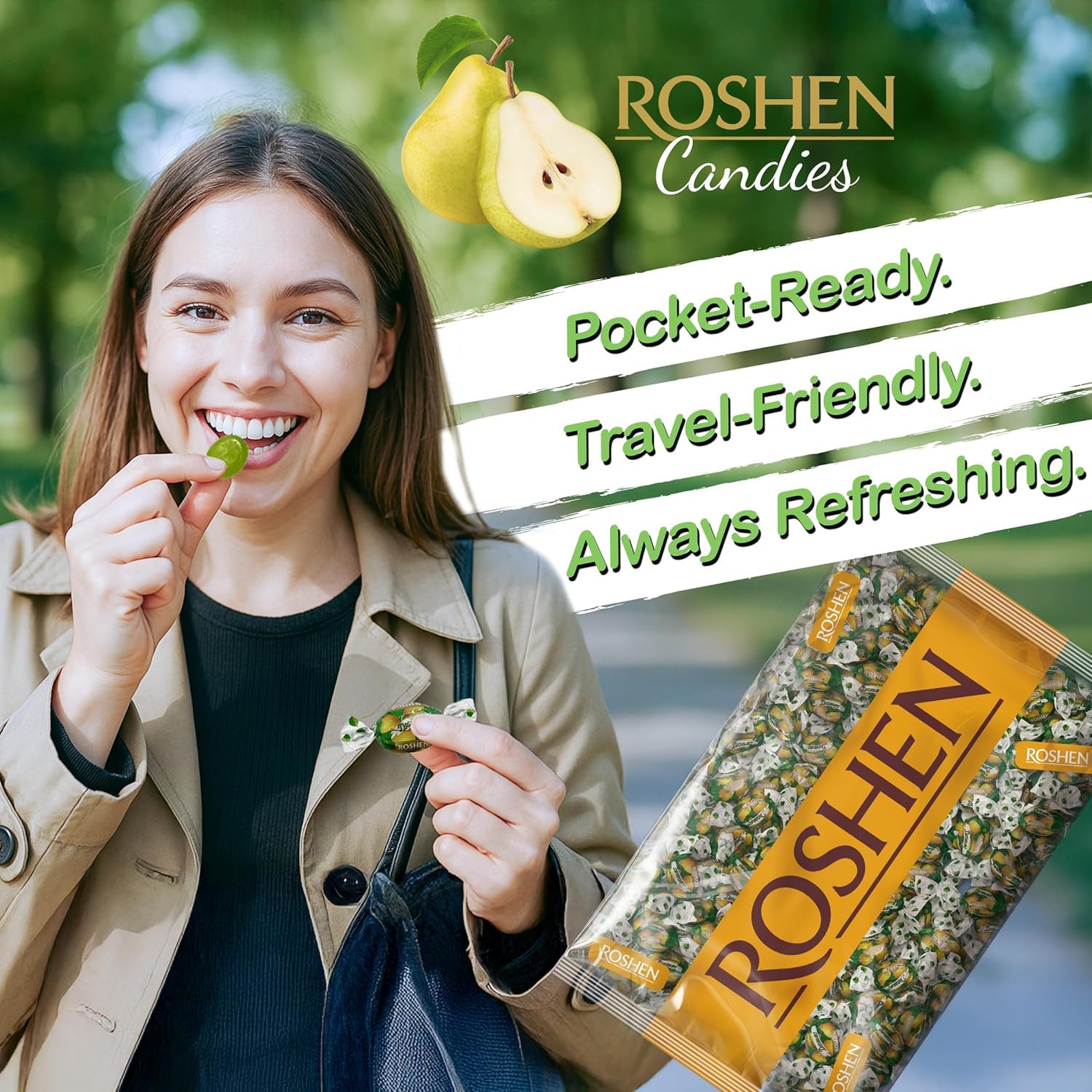 Roshen Citrus Mix Hard Candy – Assorted Fruit Flavors, Individually Wrapped, Bulk 2.2 lbs (1 kg) – Approx. 144 Pieces – Orange