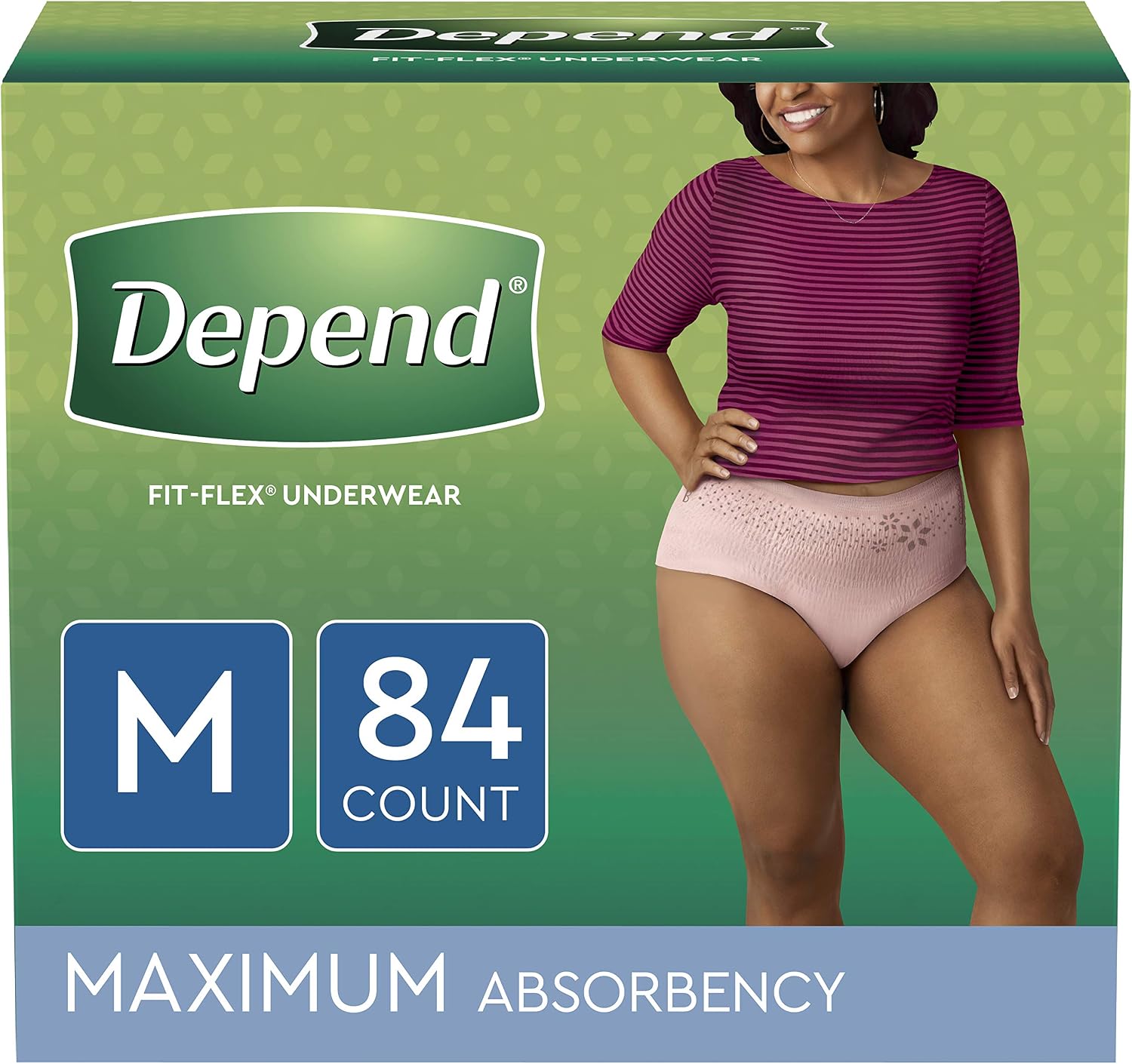 Depend FIT-FLEX Incontinence Underwear for Women, Disposable, Maximum Absorbency, Large, Blush, 52 Count (2 Packs of 26) (Packaging May Vary)
