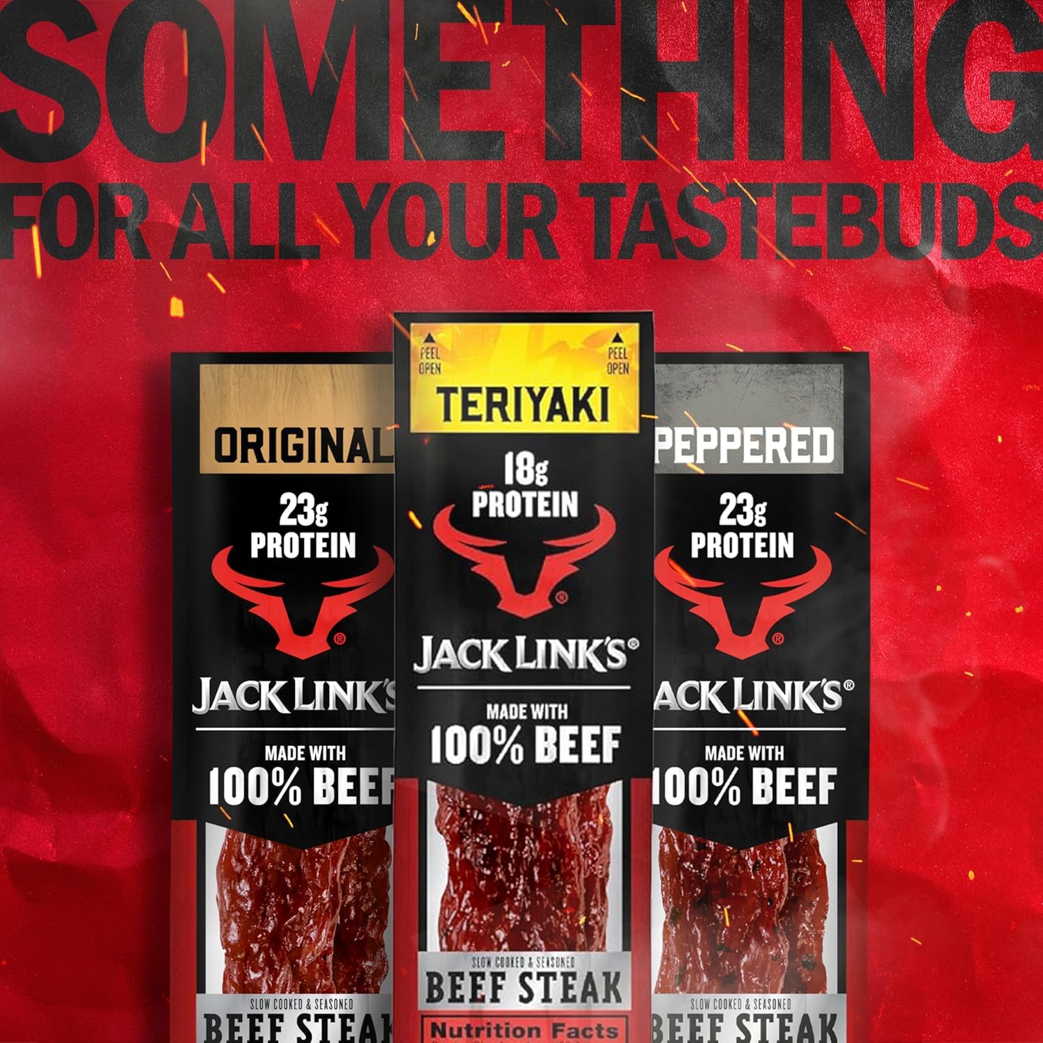 Jack Link's Beef Steak, Original - Protein Snacks, Jerky Meat Snack with 23g of Protein, Made with 100% Beef, Individually Wrapped Bulk Snack Pack, Keto Friendly - 2 Oz. (12 Count)