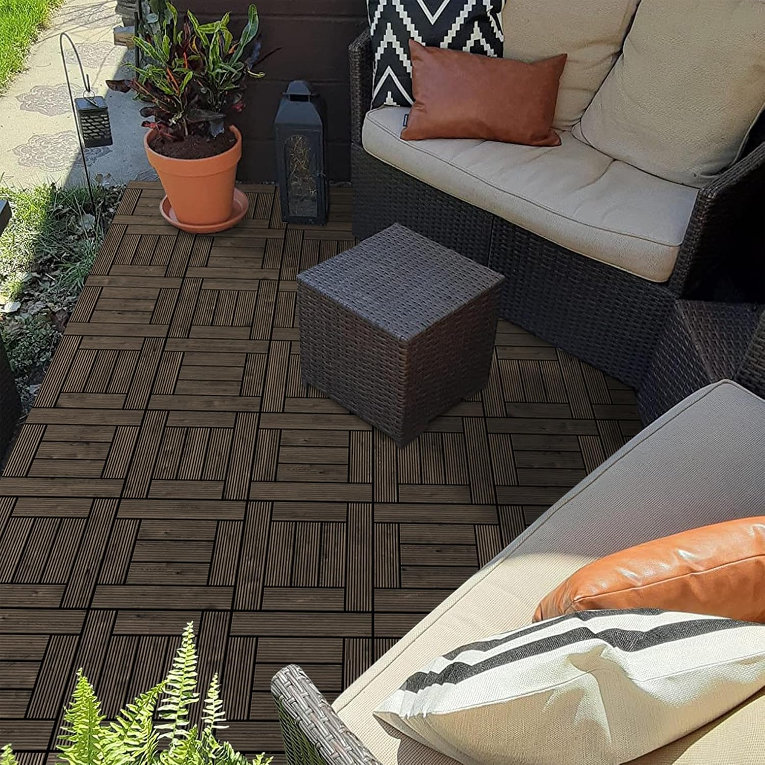 Yaheetech 27PCS Patio Floor Tiles Outdoor Interlocking Deck 12 x 12in,Wood