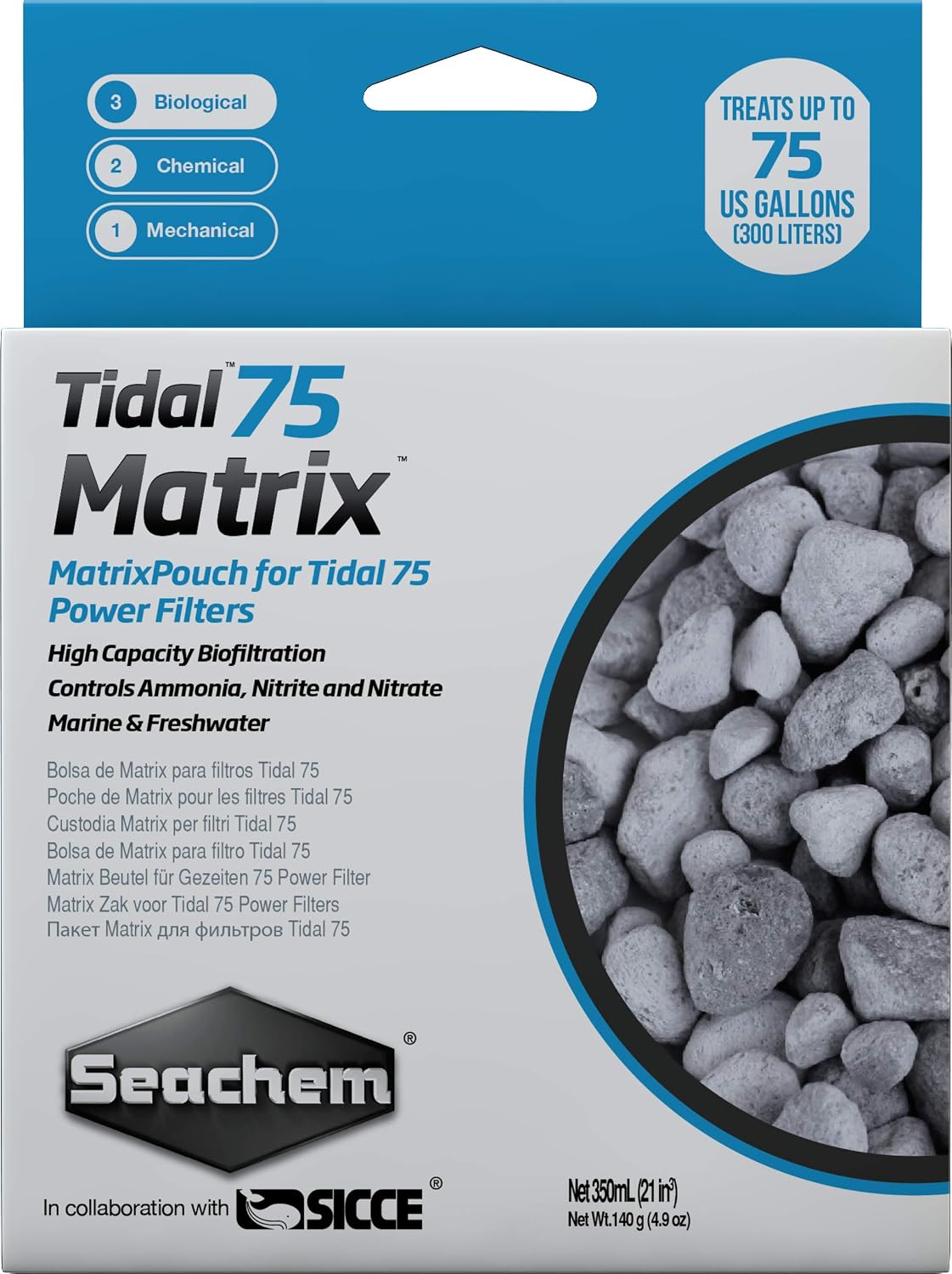 Seachem Matrix High Capacity Biofilter - Marine and Freshwater Tidal Filtration,White
