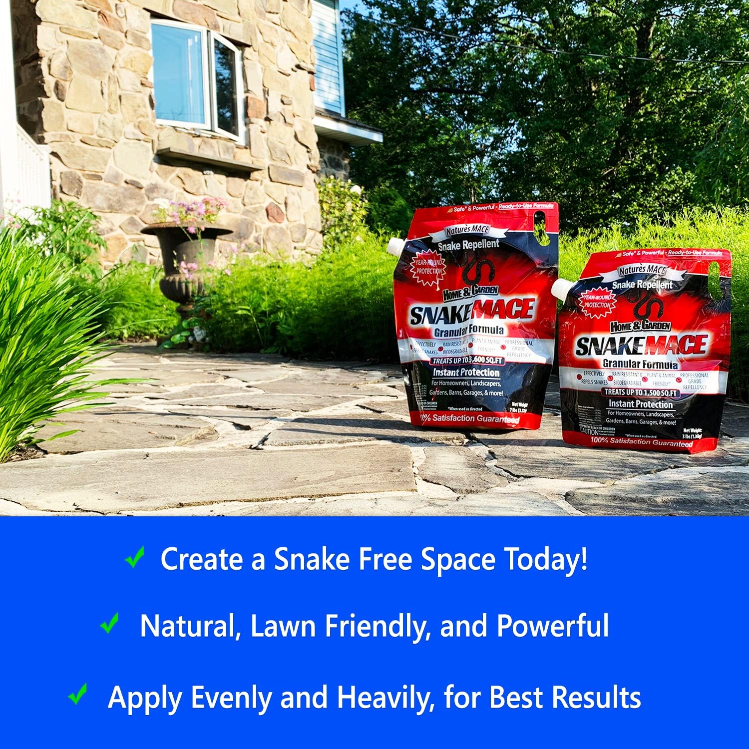 Nature's MACE Snake Mace Snake Repellent 48 oz Granules | Snake Repellent Granules for Yard, Outdoor Use, Keep Away Reptiles, Home, Garden, Granular Deterrent, Plant Friendly.