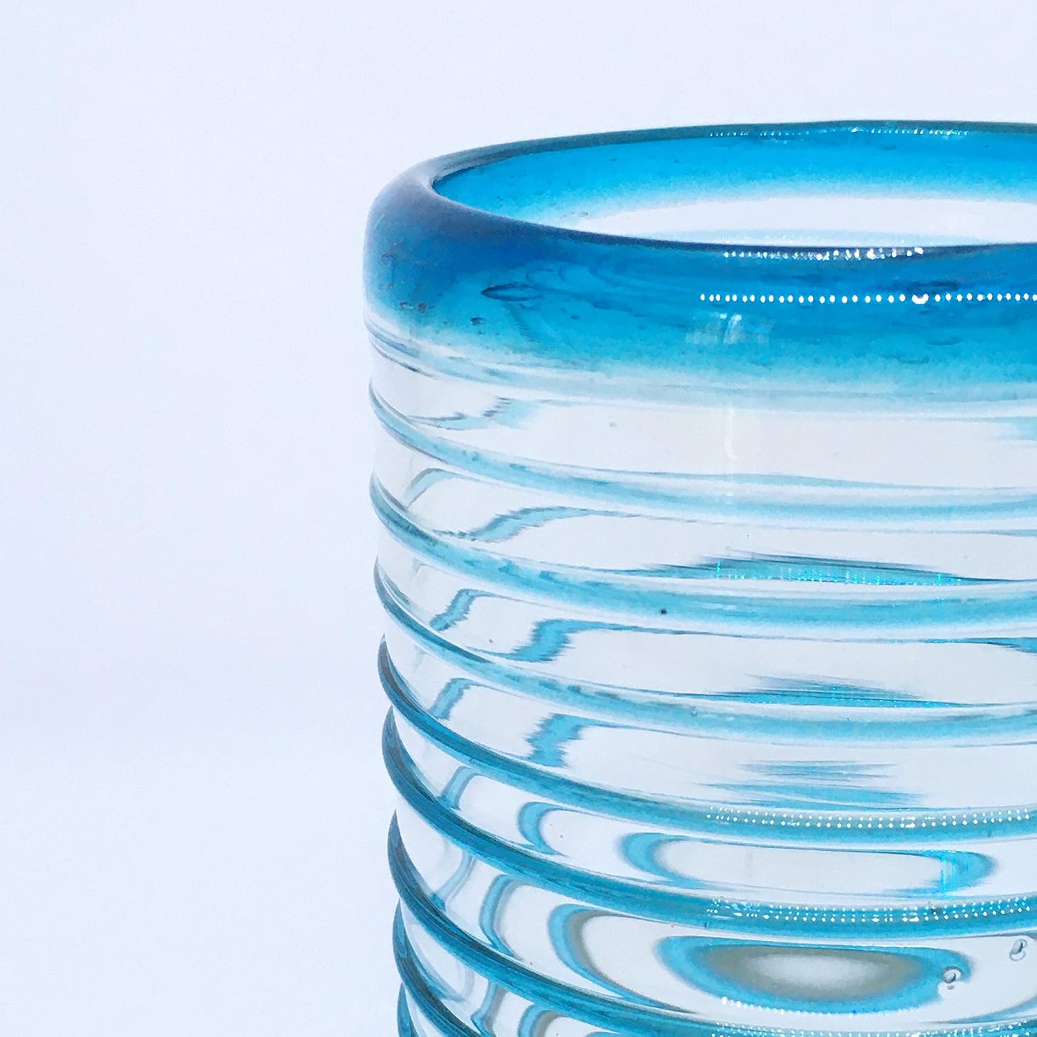 Cobalt Blue Spiral 14 oz Drinking Glasses (set of 6), Recycled Glass, Lead-free, Toxin-Free (Drinking)