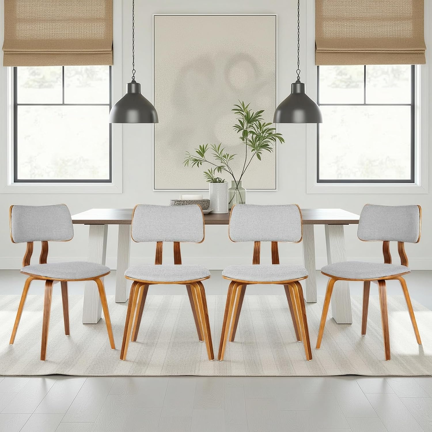 Armen Living Jaguar Dining Chair in Charcoal Fabric and Walnut Wood Finish,Charcoal/Walnut Finish 20D x 18W x 29H in