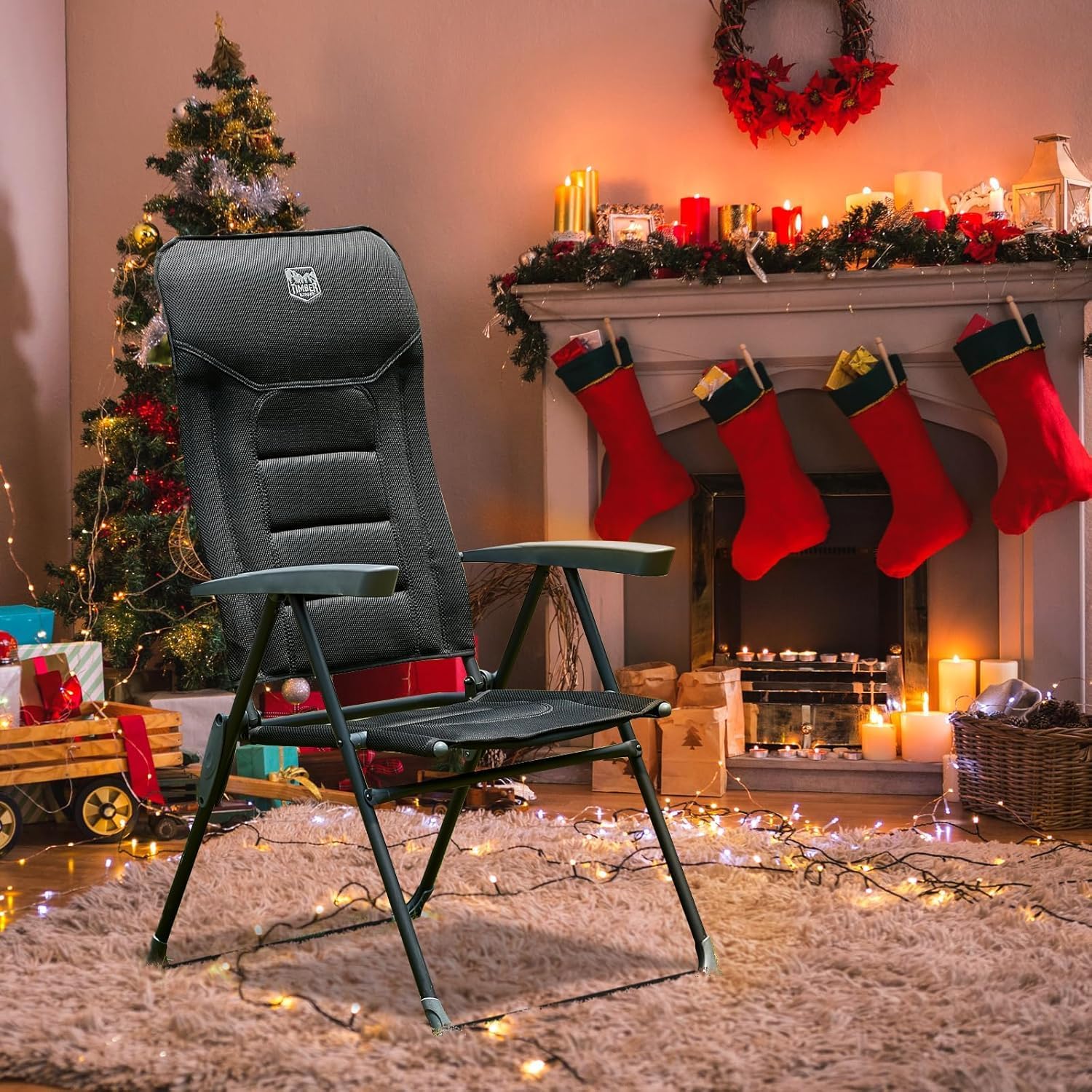 TIMBER RIDGE Zero Gravity Chairs, Folding Recliner Chair Padded with Cup Holder and Headrest