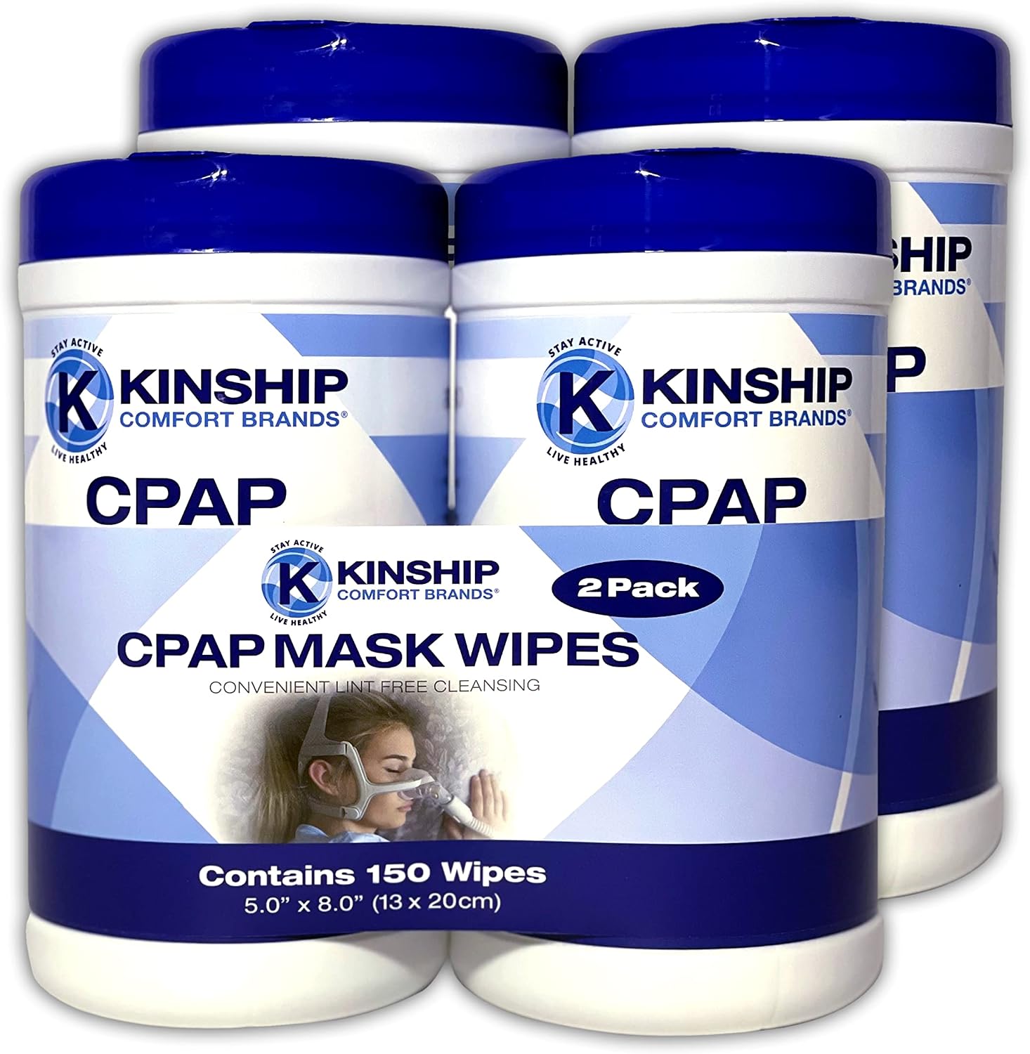 CPAP Mask Cleaning Wipes, Unscented and Lint Free Cleanser to Clean Filters, Tubes and BIPAP Machines, 150 Count Total, 2 Canisters